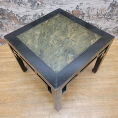 Antique Shanxi Province Elm Stone Insert Side Table, Pair