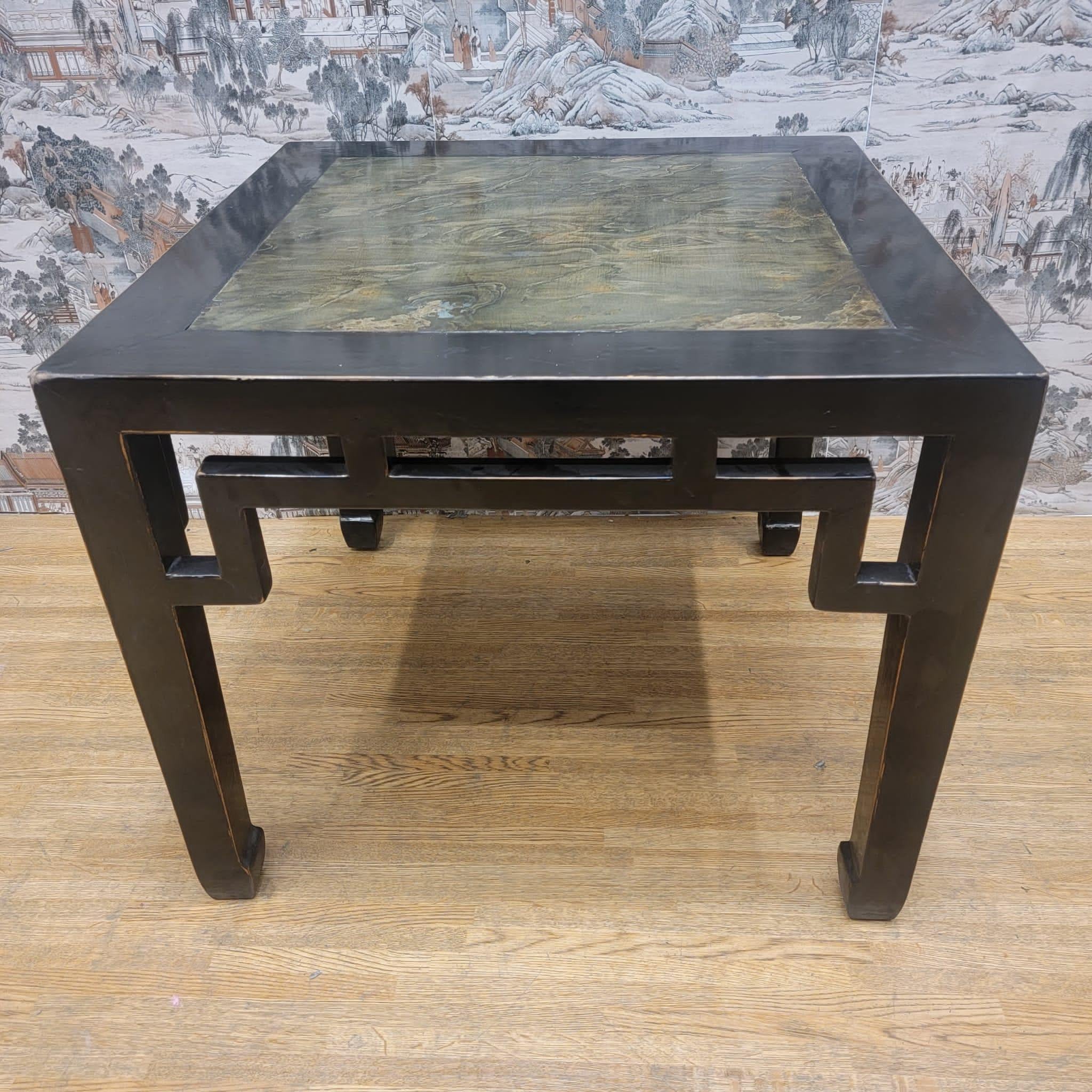 Antique Shanxi Province Elm Stone Insert Side Table, Pair 2