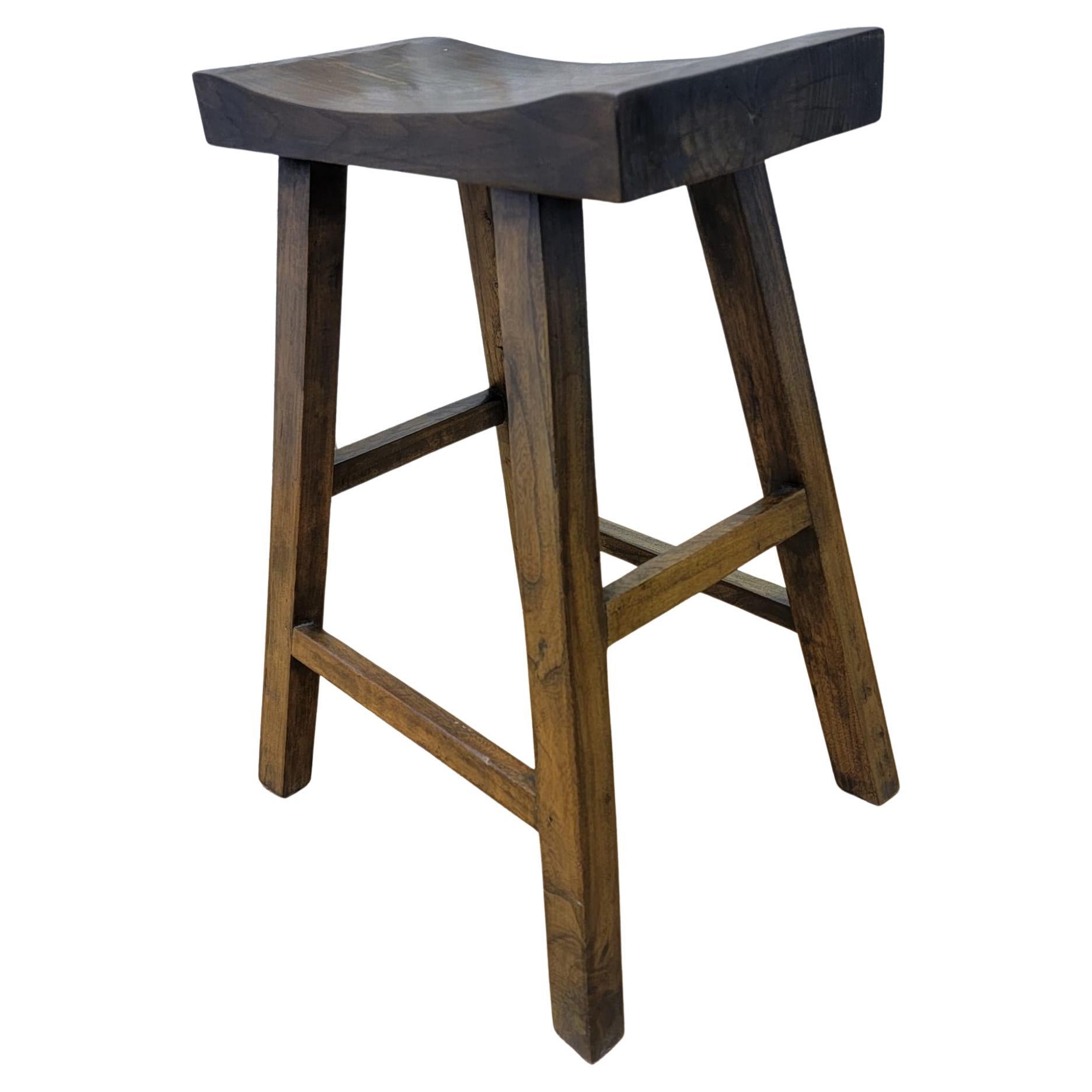 Tabouret ancien en orme de la province de Shanxi