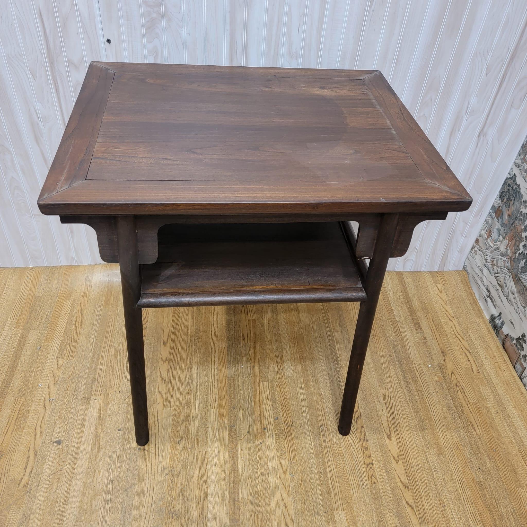 Antique Shanxi Province Elm Tea Table with Display Shelf For Sale 3