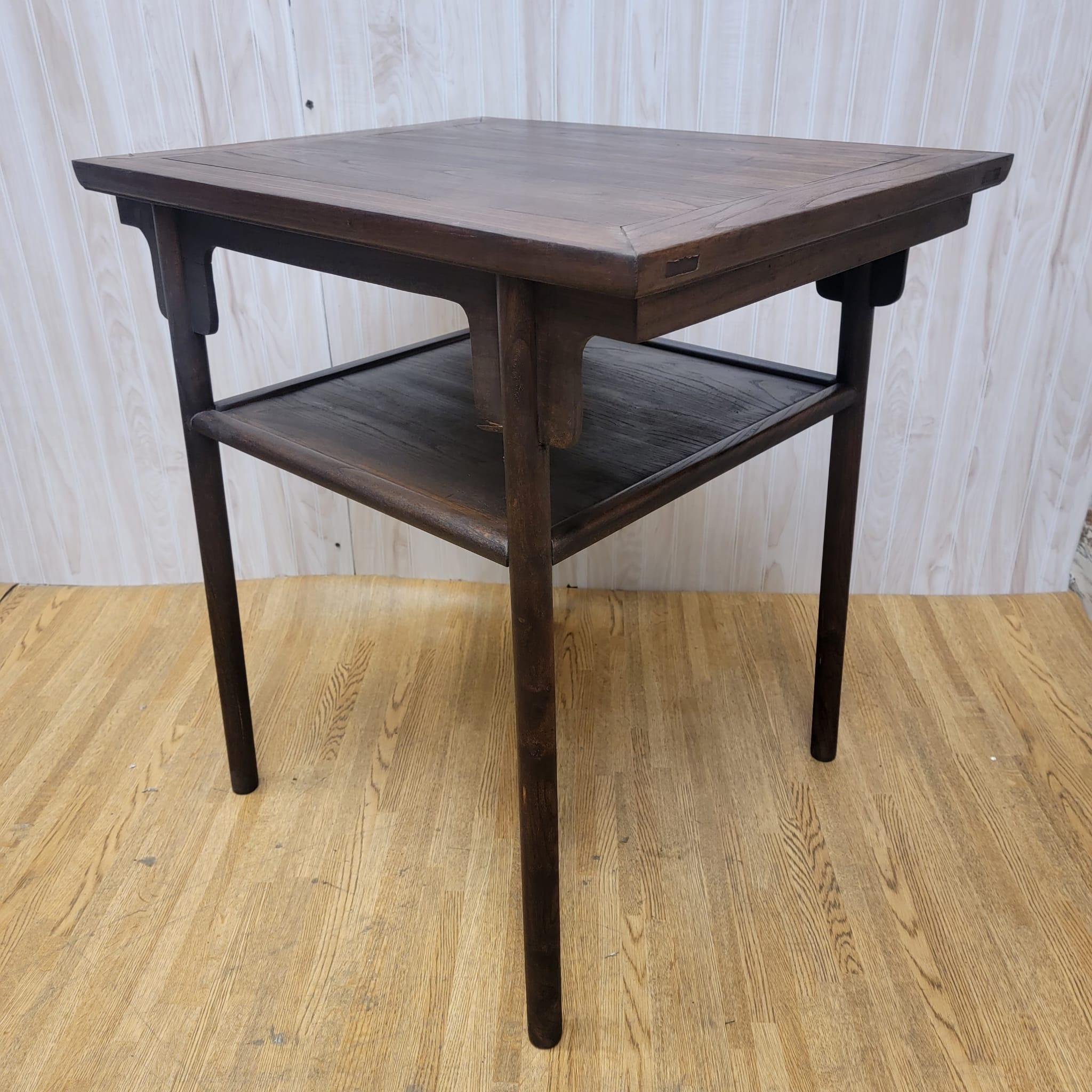 Antique Shanxi Province Elm Tea Table with Display Shelf For Sale 1