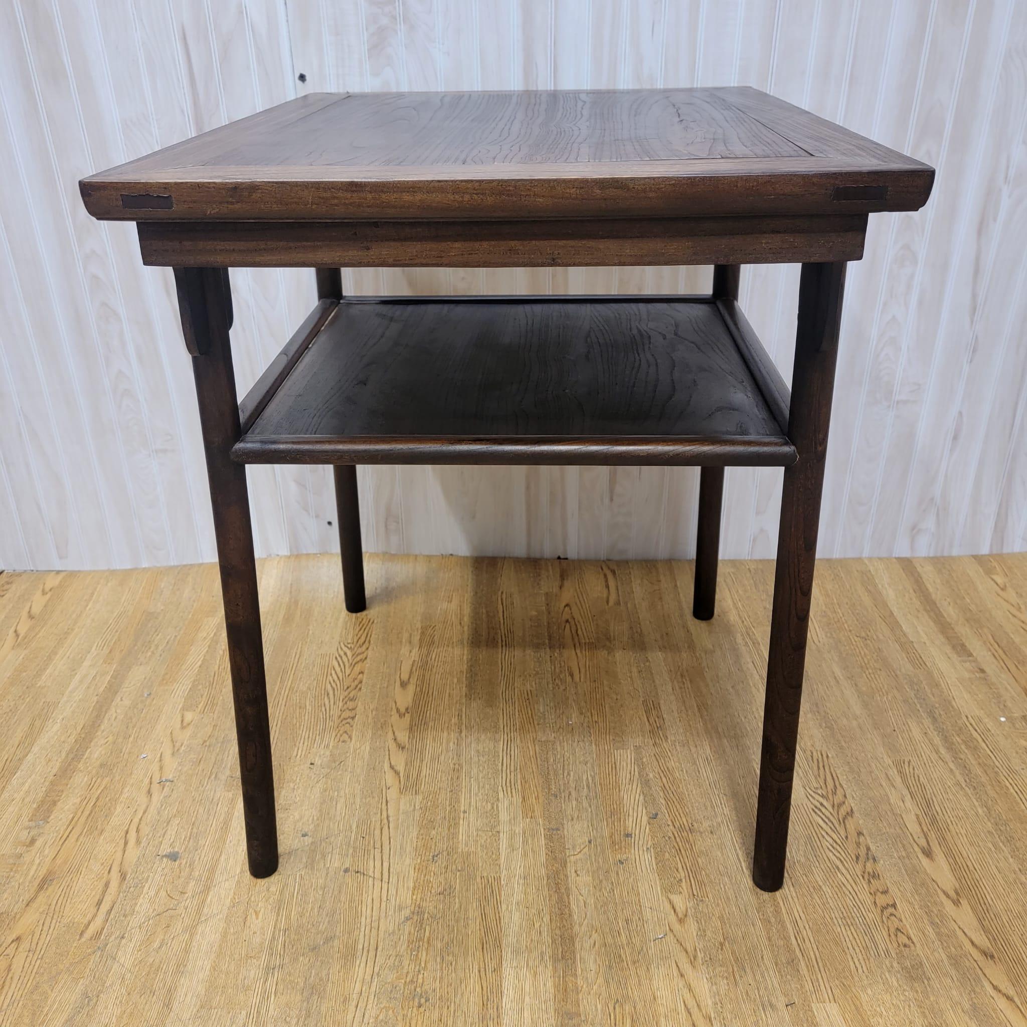 Antique Shanxi Province Elm Tea Table with Display Shelf For Sale 2