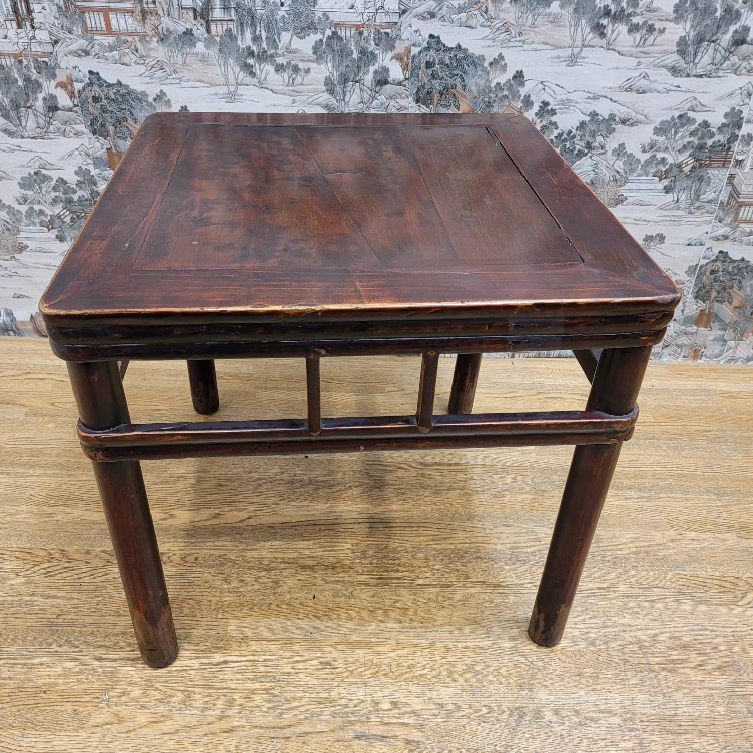 Chinese Export Antique Shanxi Province Elmwood Accent Side Table For Sale