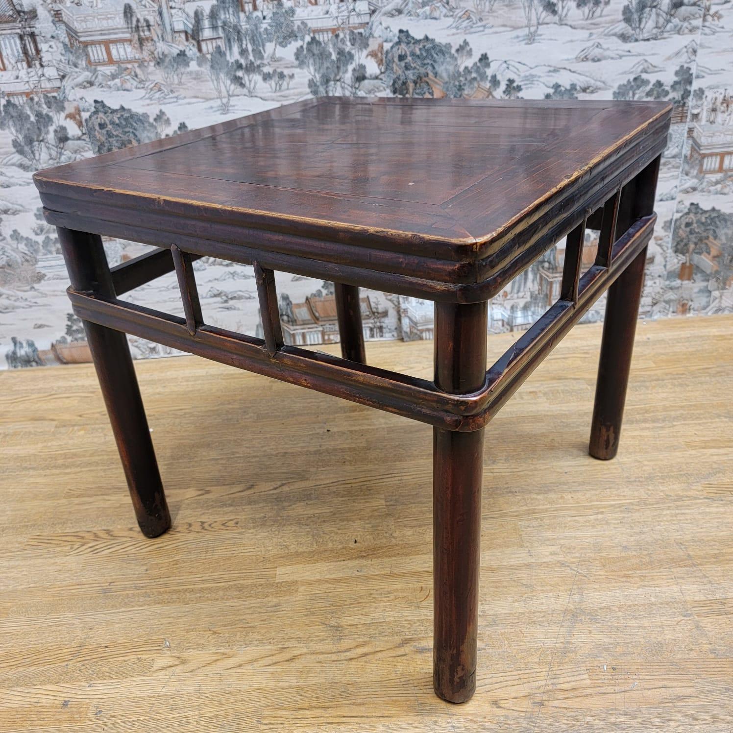 Hand-Crafted Antique Shanxi Province Elmwood Accent Side Table For Sale