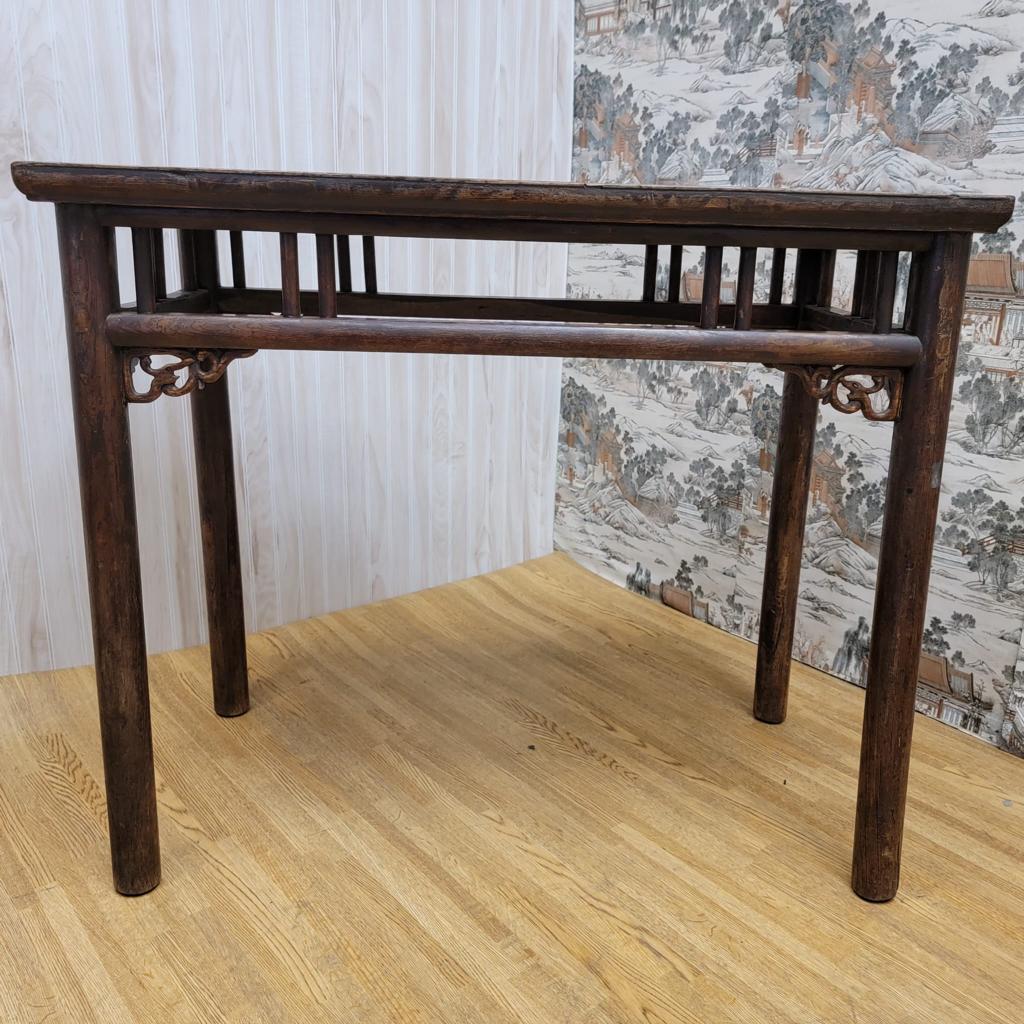 Antique Shanxi Province Elmwood Altar Carved Console Table For Sale 2