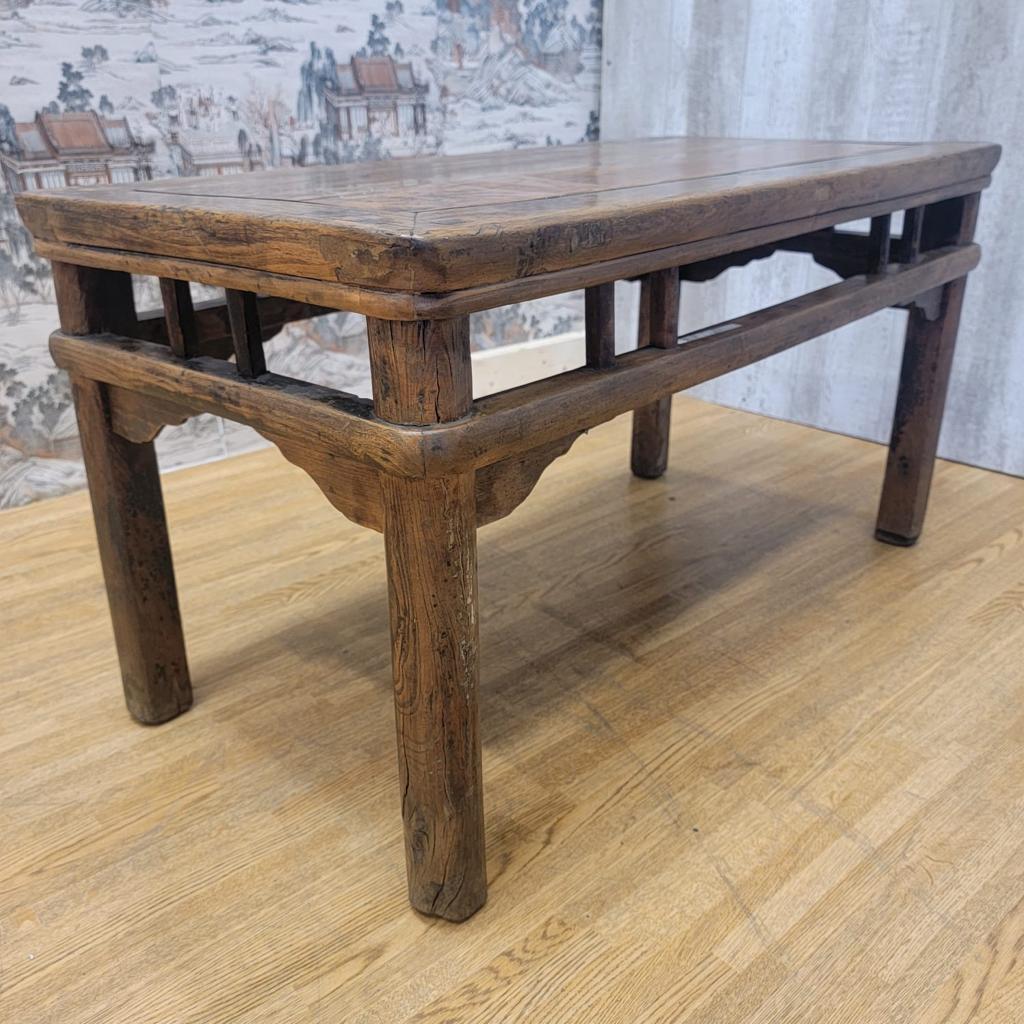 Chinese Export Antique Shanxi Province Elmwood Coffee Side Table For Sale