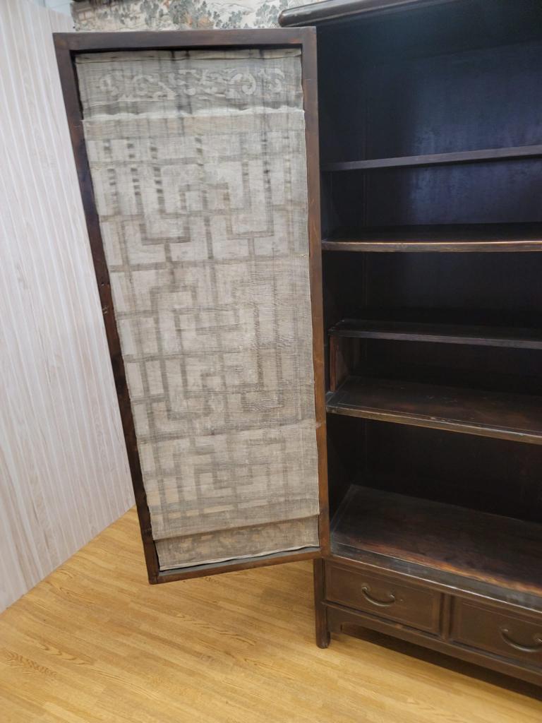 Antique Shanxi Province Elmwood Lattice Carved Door Panel Cabinet For Sale 7