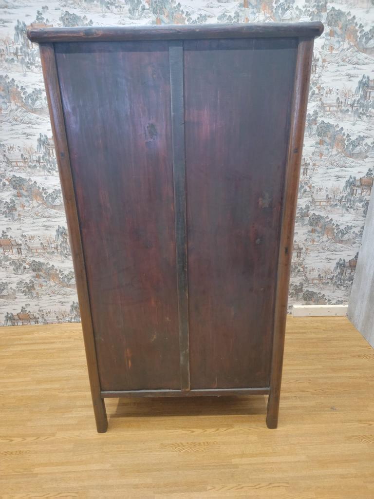 Wood Antique Shanxi Province Elmwood Lattice Carved Door Panel Cabinet For Sale