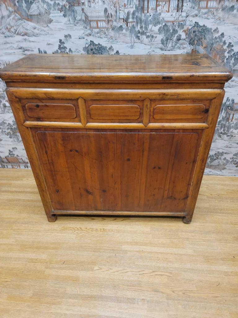 Hand-Carved Antique Shanxi Province Elmwood Nightstand Sideboard For Sale
