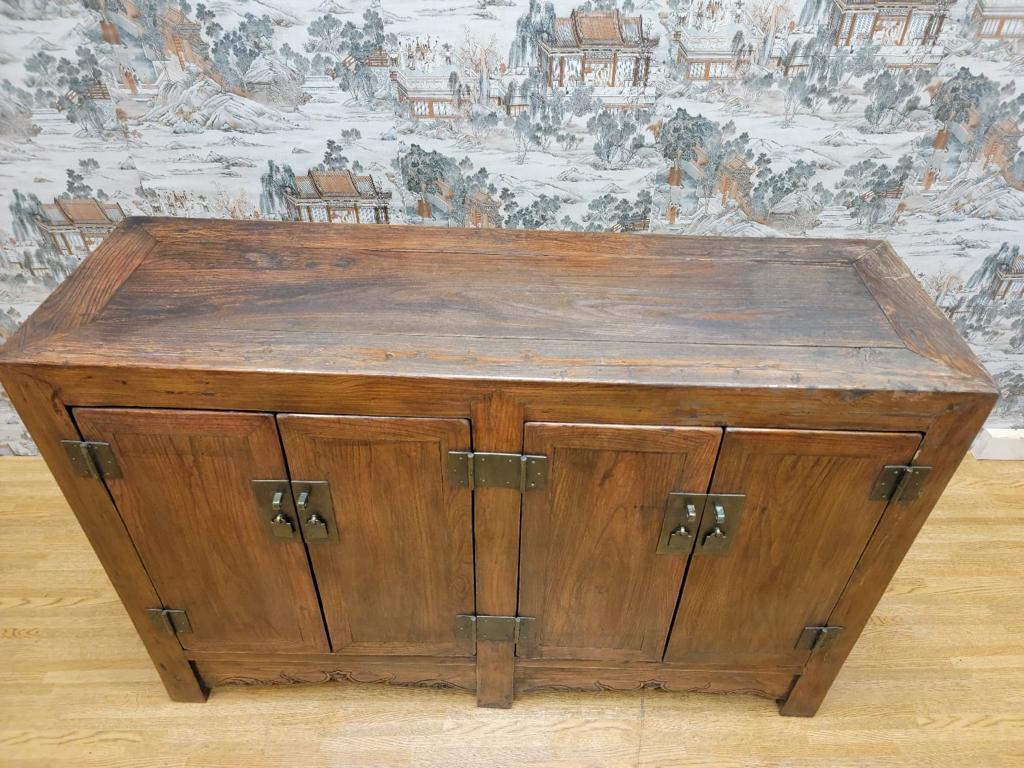 Antique Shanxi Province Elmwood With Natural Patina and Lacquer Chest For Sale 6
