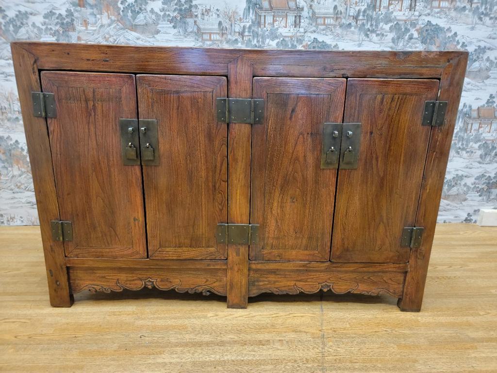 Antique Shanxi Province Elmwood With Natural Patina and Lacquer Chest For Sale 7
