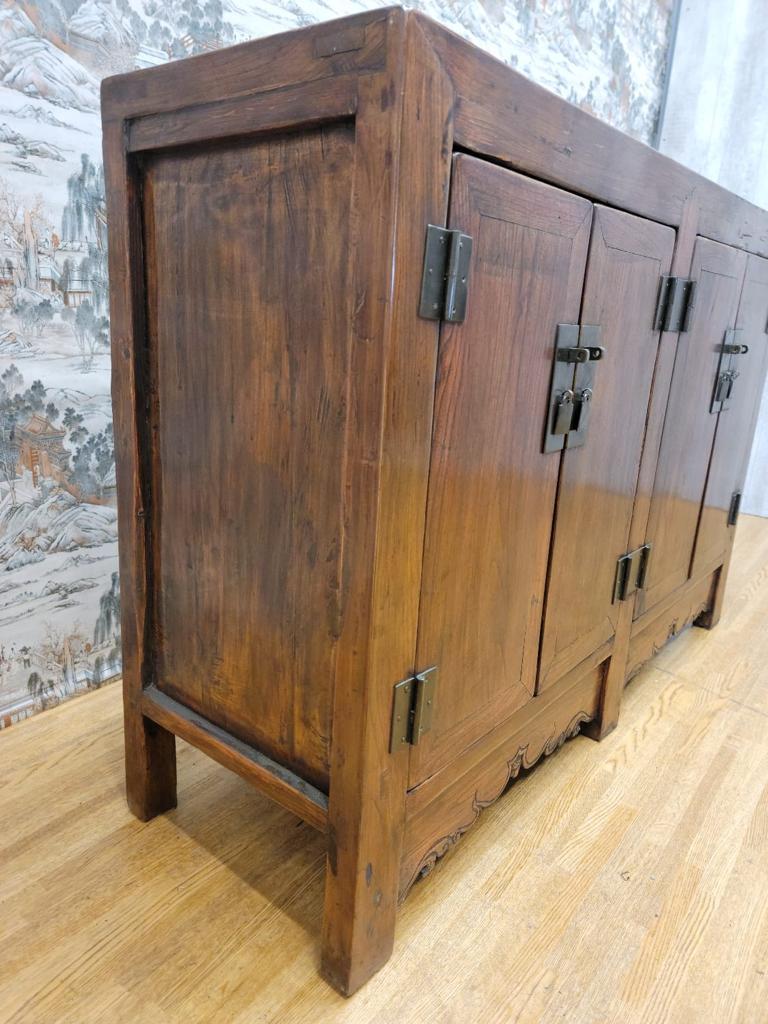 Early 20th Century Antique Shanxi Province Elmwood With Natural Patina and Lacquer Chest For Sale