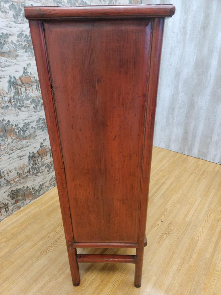 Antique Shanxi Province Elmwood Red Lacquer Cabinet For Sale 4
