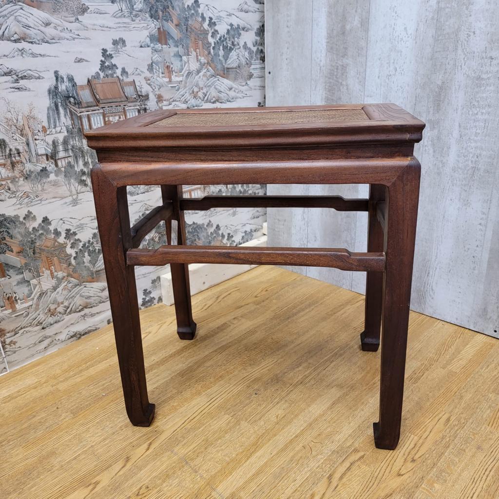 Antike Shanxi Province Ulmenholz Korbweide Rattan Beistelltische, 3er-Set im Angebot 10