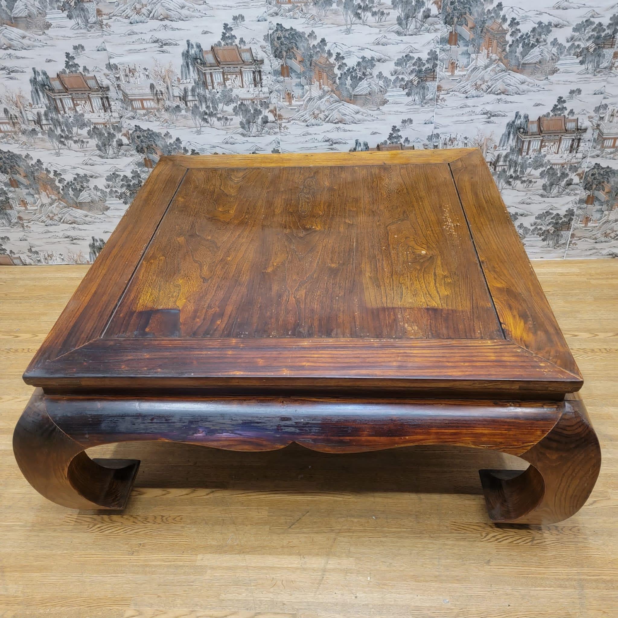Antique Shanxi Province Kang Style Natural Elm Coffee Table 1