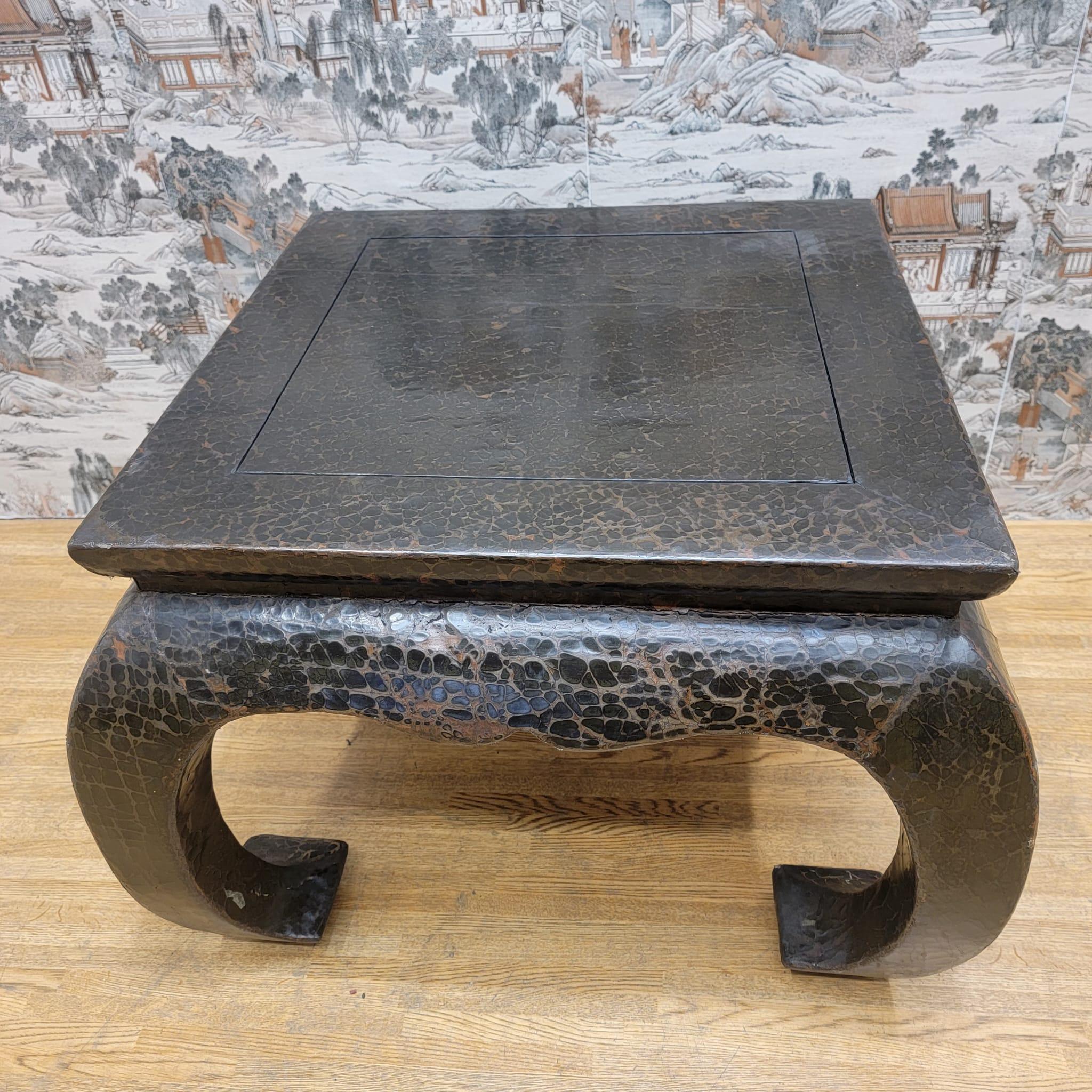 Antique Shanxi Province Linen Wrapped Elm Coffee Table For Sale 3