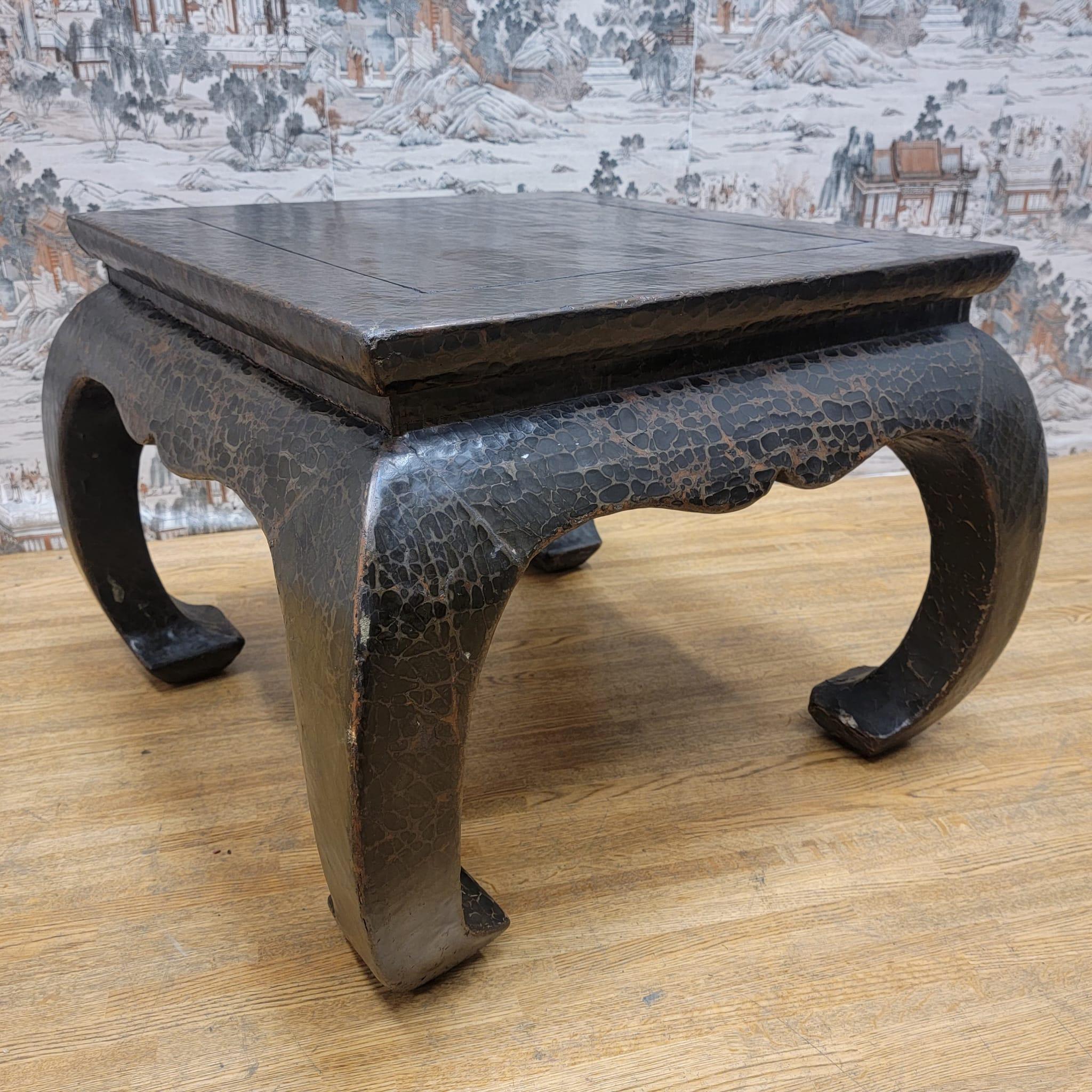 Chinese Export Antique Shanxi Province Linen Wrapped Elm Coffee Table For Sale