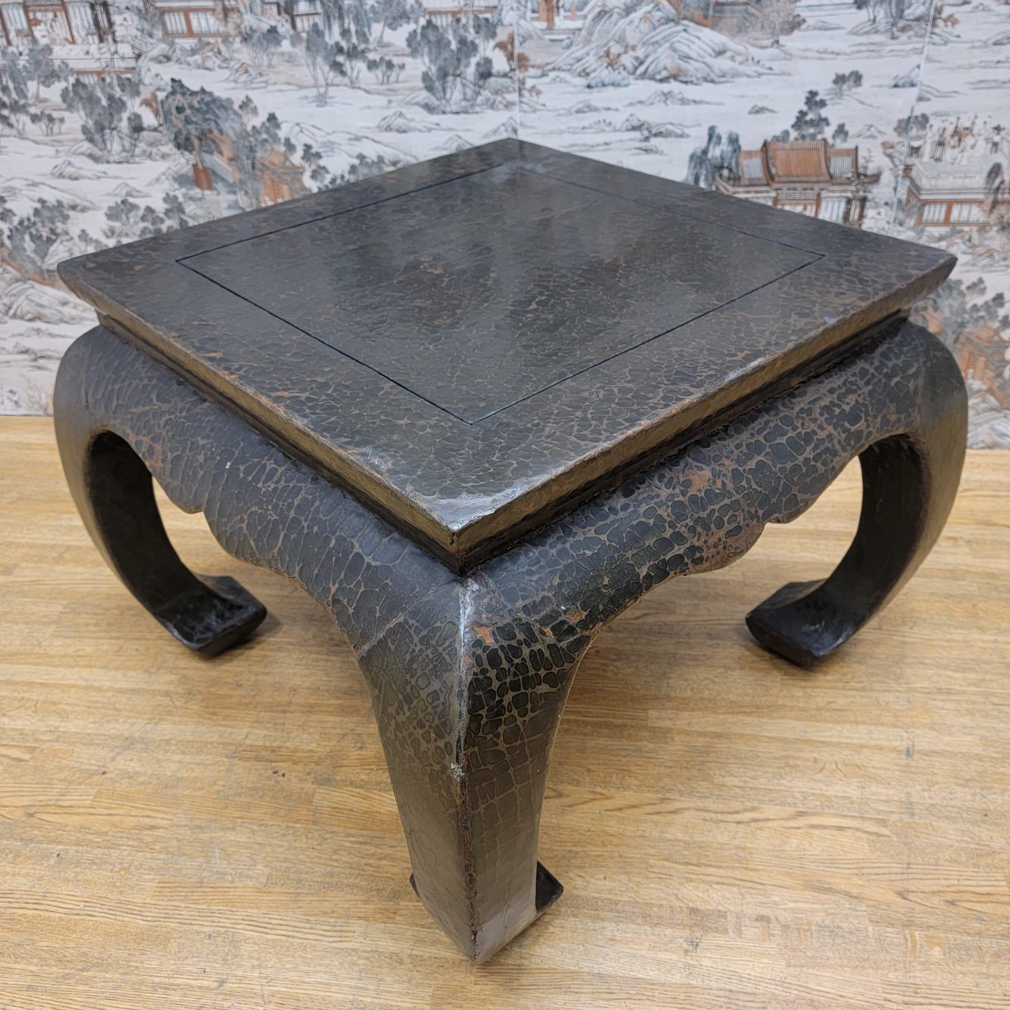 Early 20th Century Antique Shanxi Province Linen Wrapped Elm Coffee Table For Sale