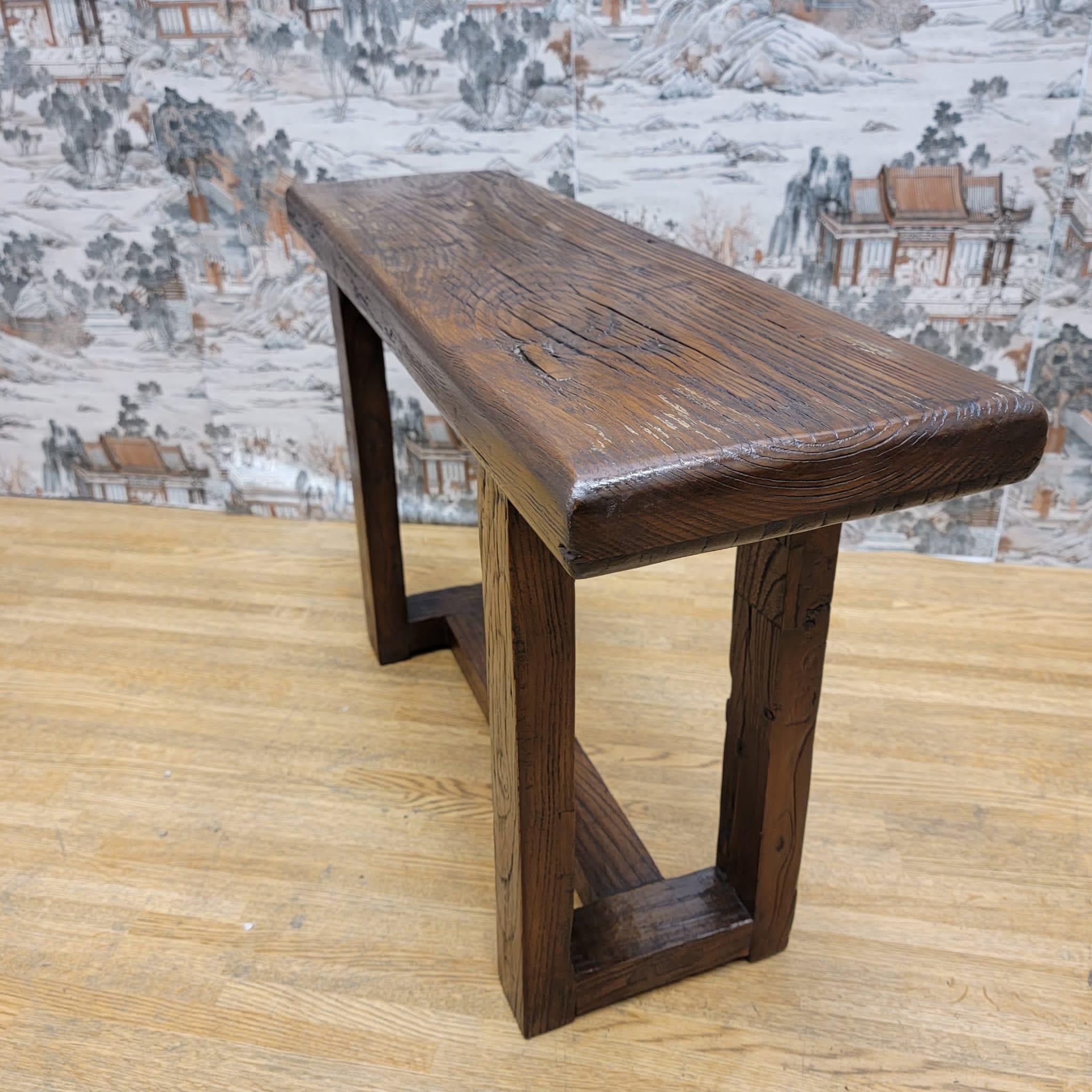 Chinese Export Antique Shanxi Province Natural Color and Patina Elm Seat / Bench   For Sale