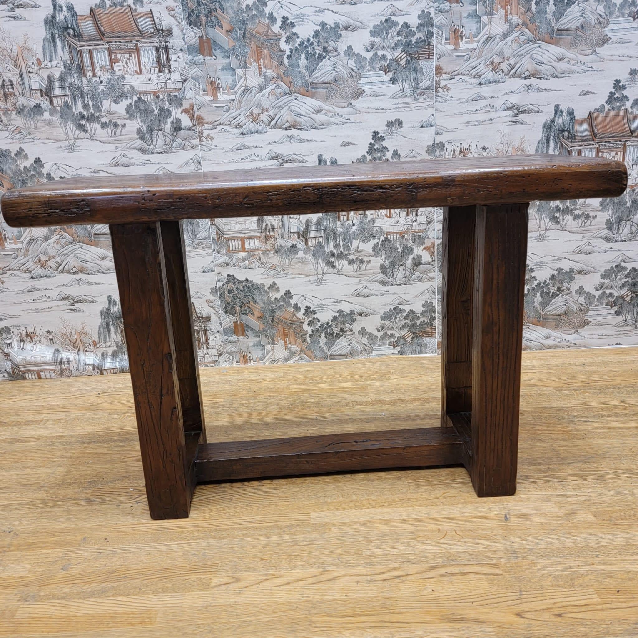 Chinese Antique Shanxi Province Natural Color and Patina Elm Seat / Bench   For Sale