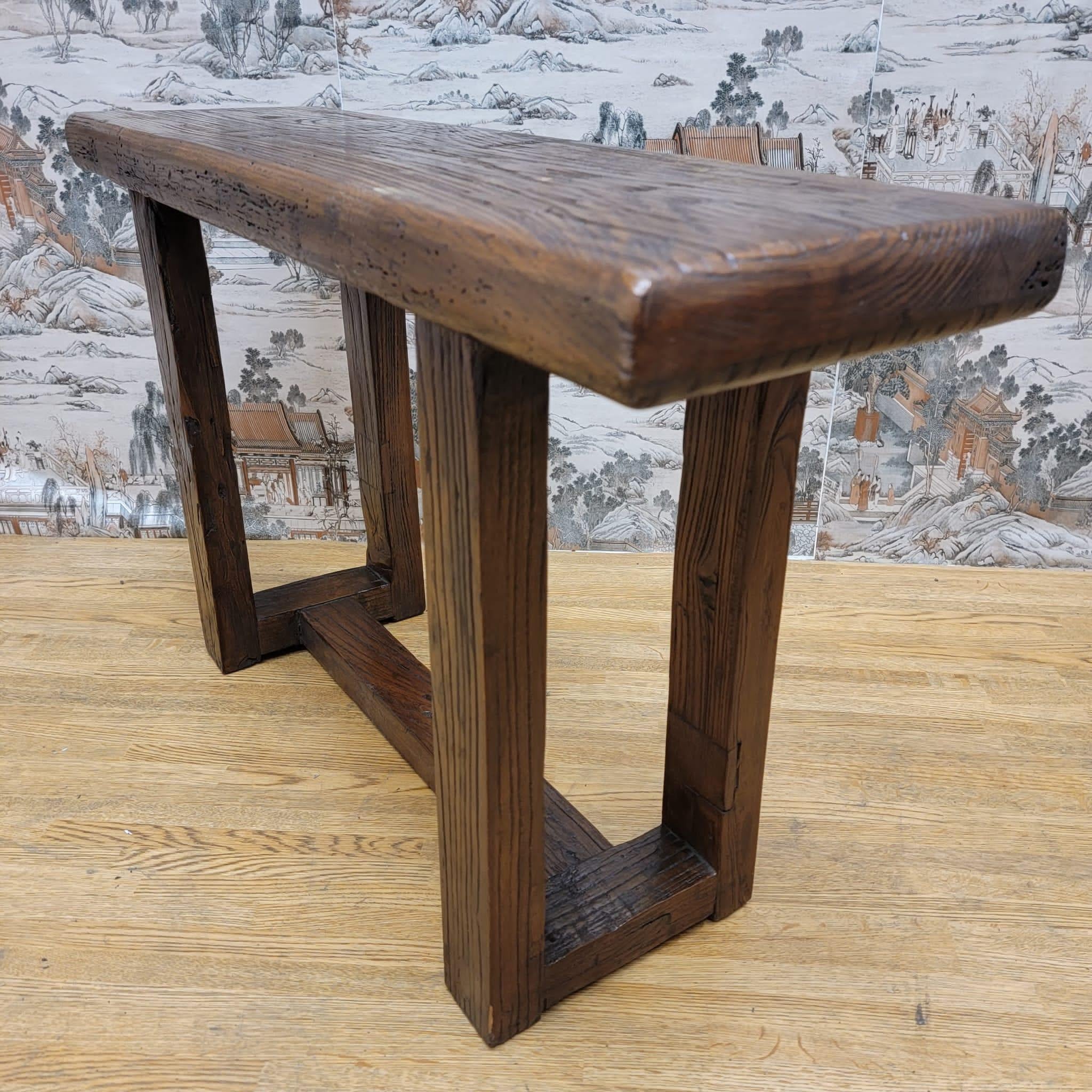 Hand-Crafted Antique Shanxi Province Natural Color and Patina Elm Seat / Bench   For Sale