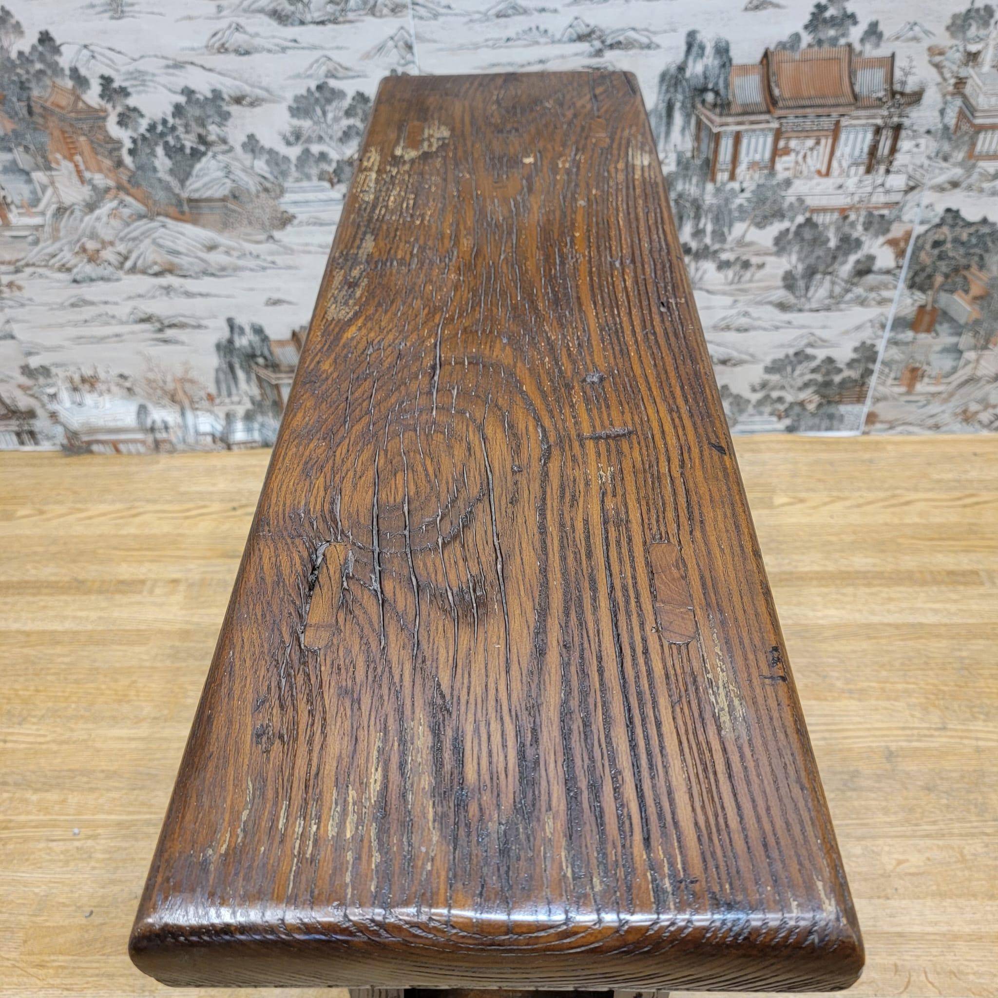 Antique Shanxi Province Natural Color and Patina Elm Seat / Bench   For Sale 1