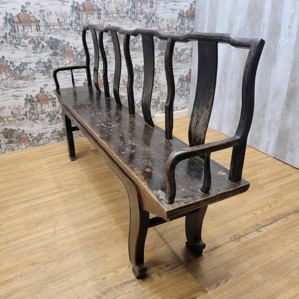Antique Shanxi Province Rare Top Hat Court Official Elm Bench For Sale 5