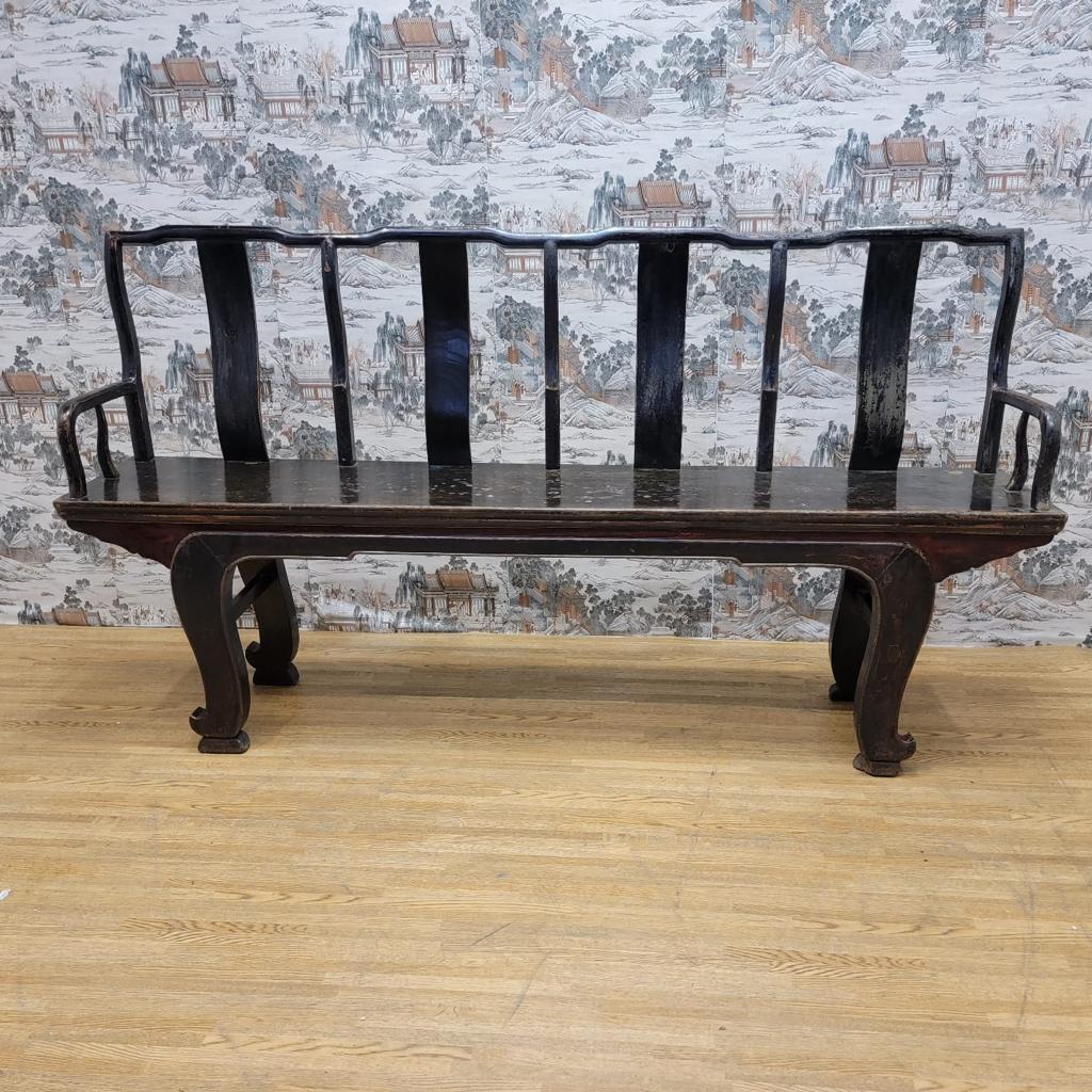 Antique Shanxi Province Rare Top Hat Court Official Elm Bench For Sale 2