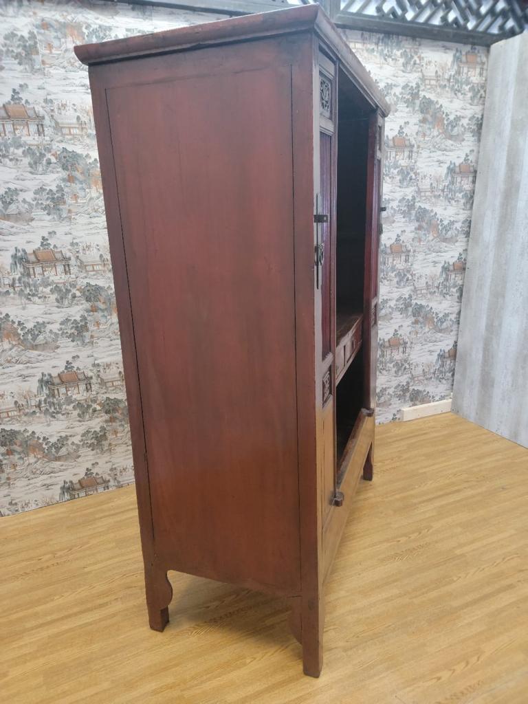Hand-Crafted Antique Shanxi Province Red Elm Lacquered Cabinet For Sale