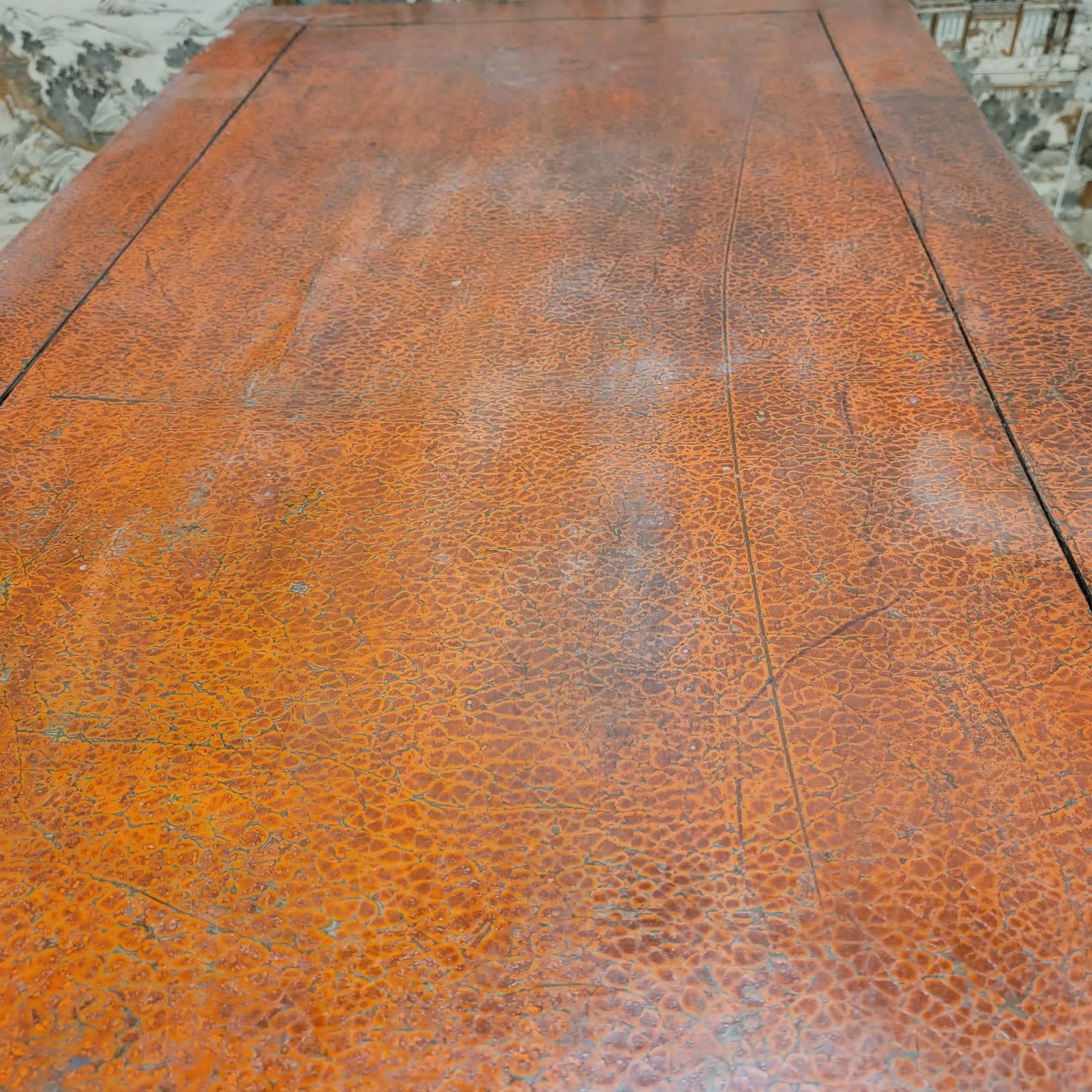Antique Shanxi Province Red Lacquer Elm Coffee Table For Sale 3