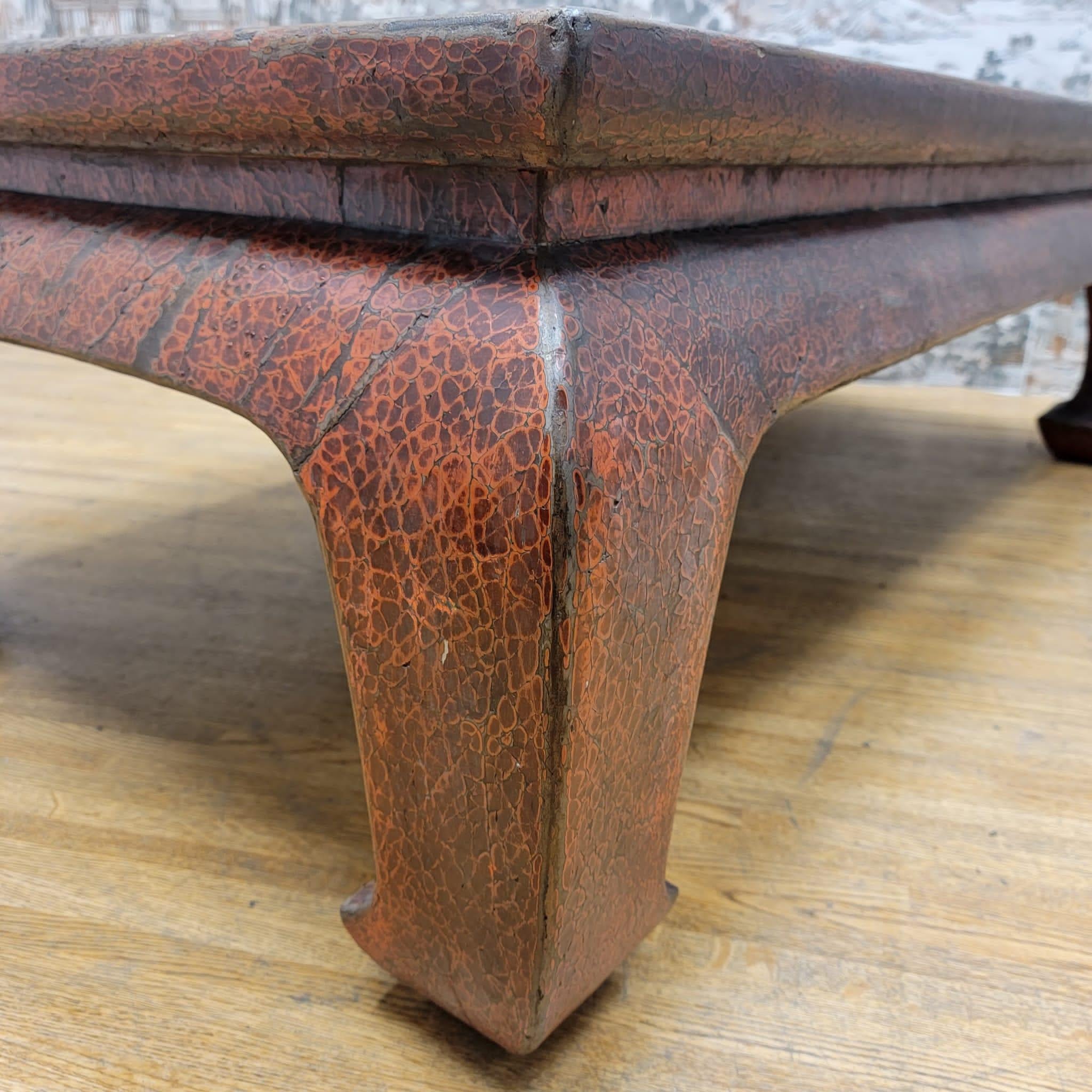 Antique Shanxi Province Red Lacquer Elm Coffee Table For Sale 1