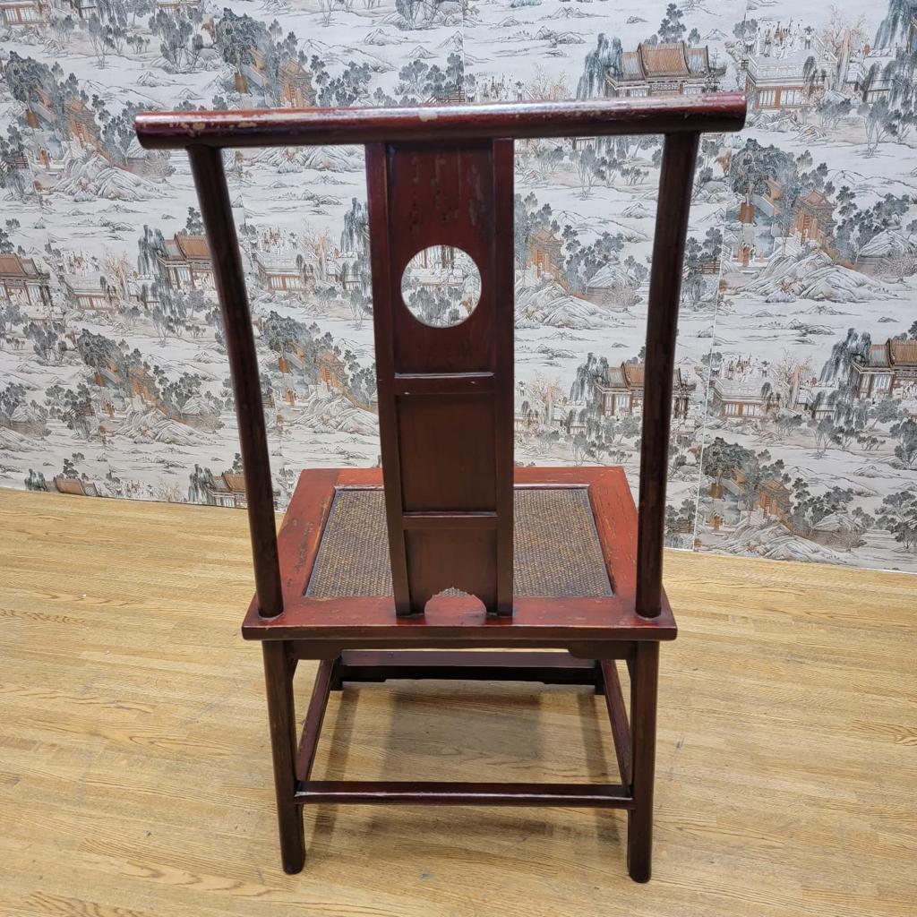 Antike rot lackierte Ulmenholz-Ess- / Bürostühle aus der Shanxi- Provinz, 3er-Set im Zustand „Gut“ im Angebot in Chicago, IL