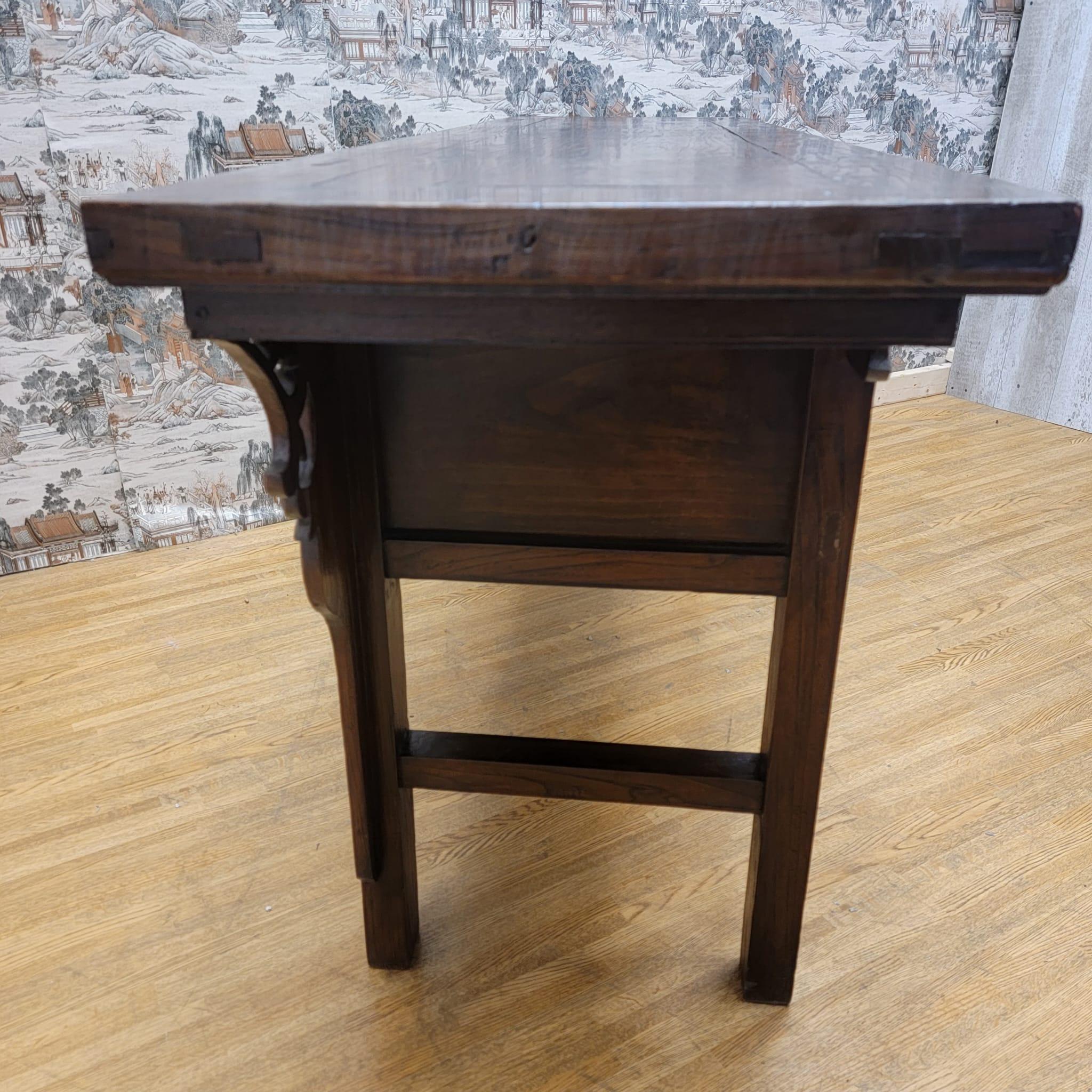 Chinese Antique Shanxi Province Winged Elm Sideboard with 3 Drawers