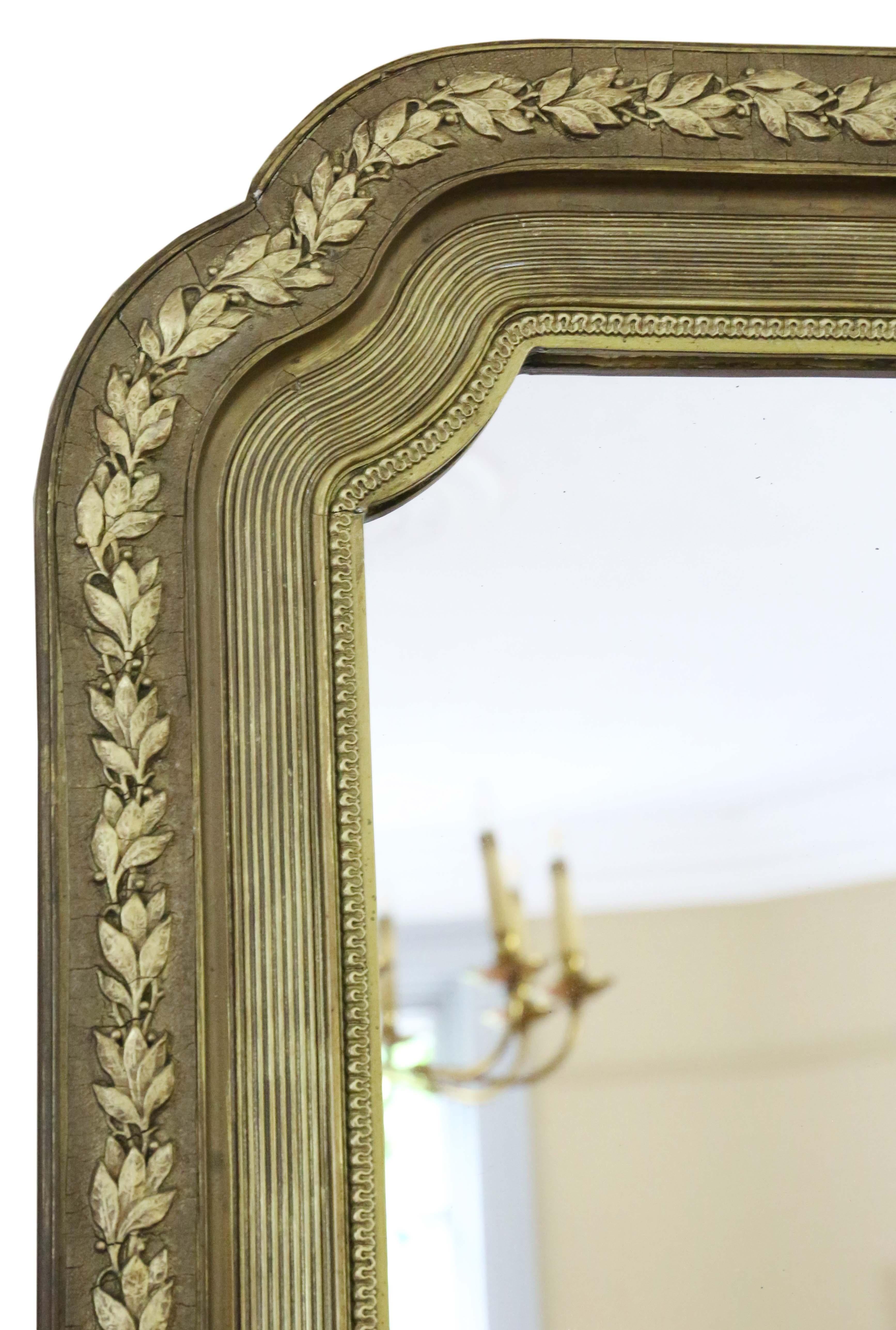 Antique shaped 19th Century large quality gilt overmantle or wall mirror In Good Condition For Sale In Wisbech, Cambridgeshire
