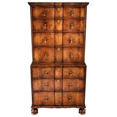 Antique Shaped Front Walnut Chest on Chest of Unusual Design