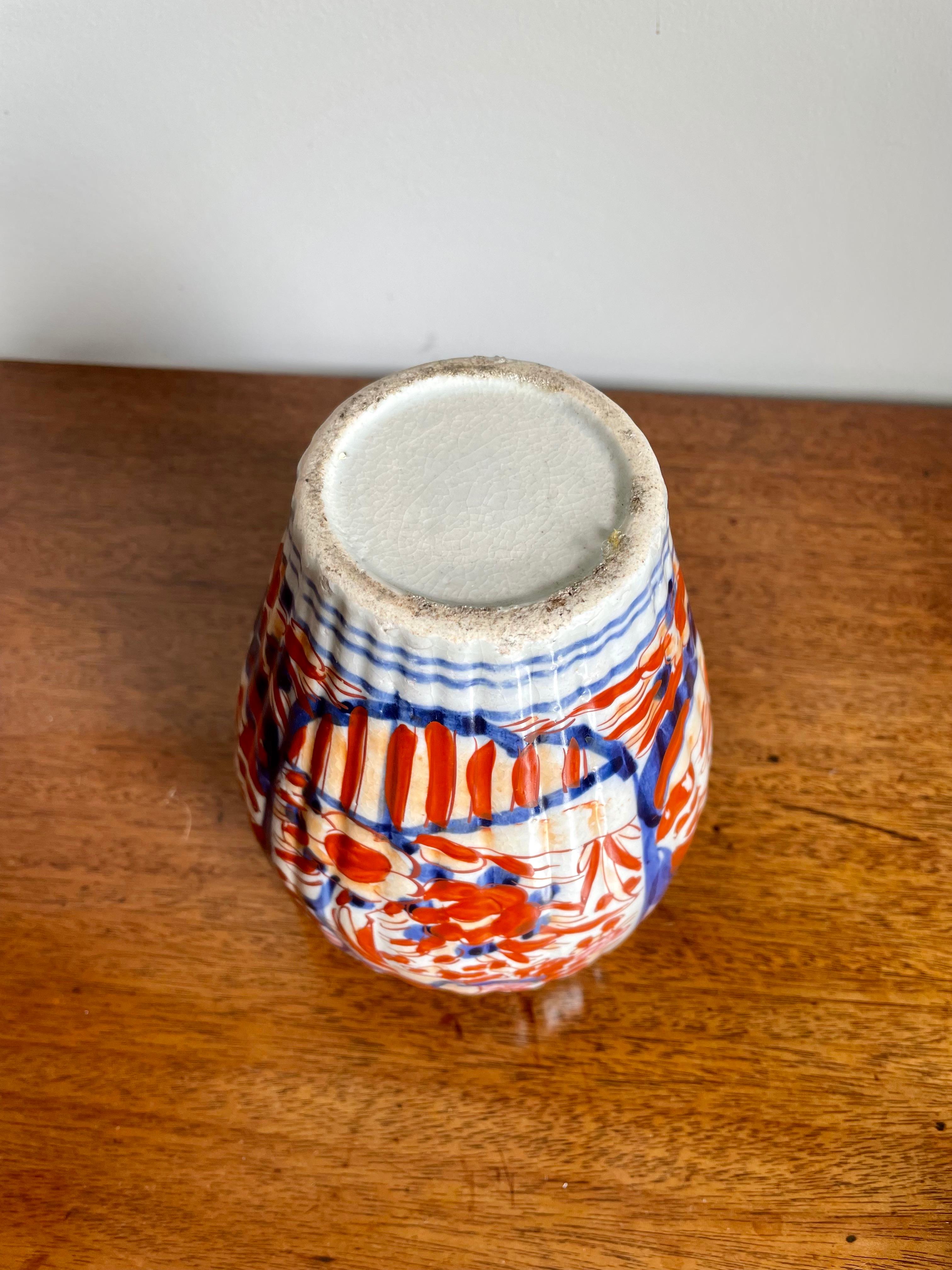 English Antique Shaped Imari Vase with Lid For Sale
