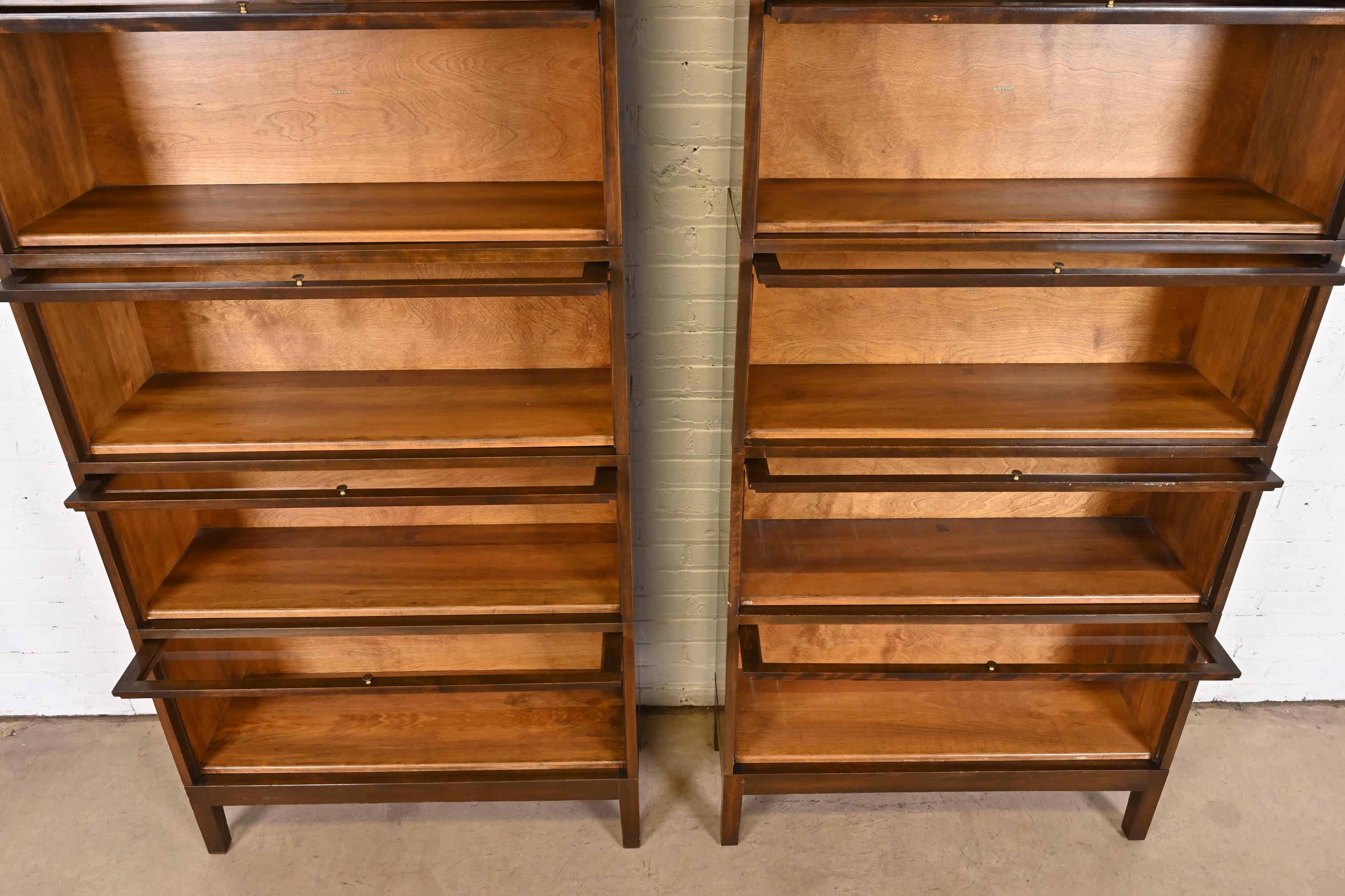 Early 20th Century Antique Shaw Walker Arts & Crafts Mahogany Five-Stack Barrister Bookcases, Pair