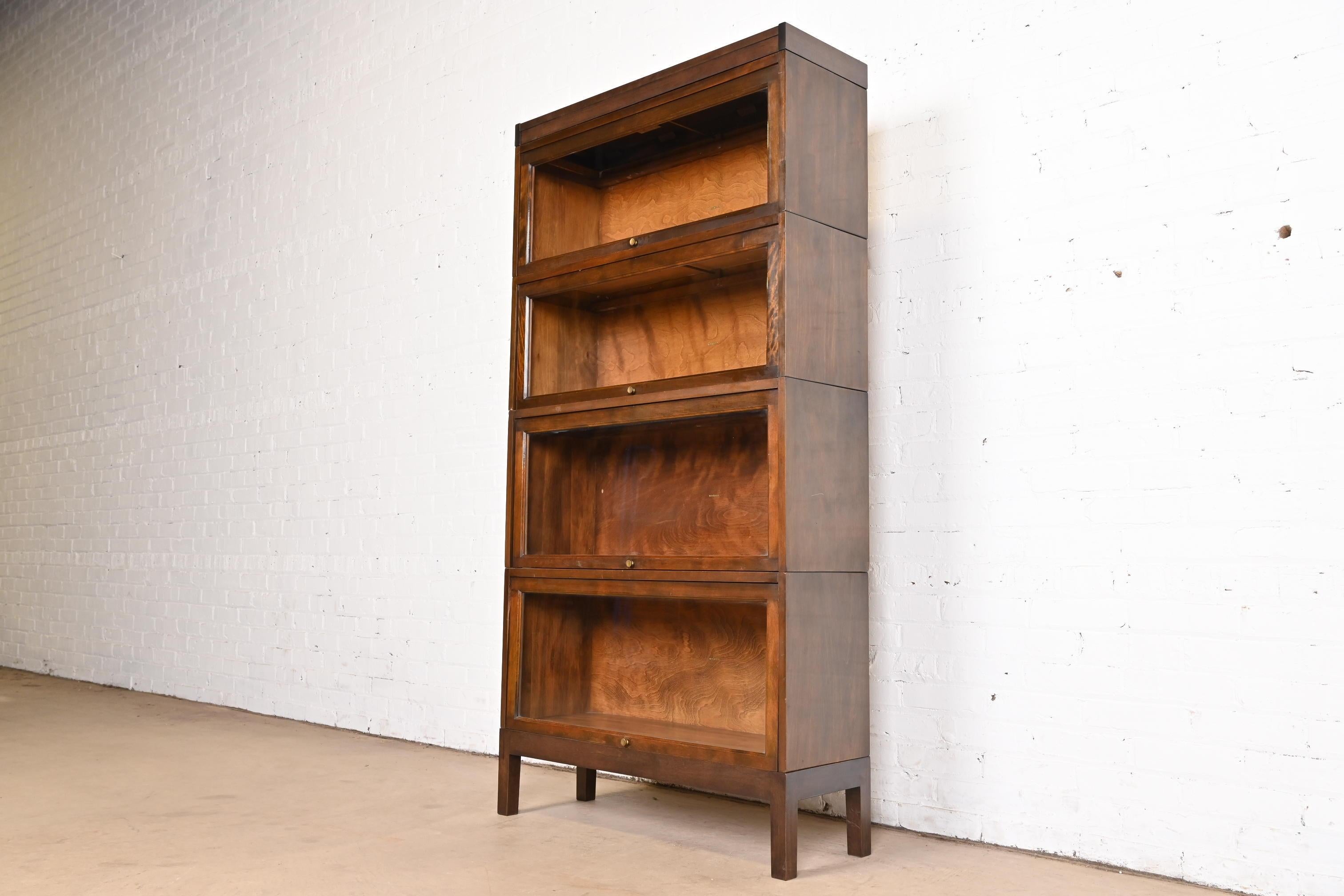 Arts and Crafts Antique Shaw Walker Arts & Crafts Mahogany Four-Stack Barrister Bookcase, 1920s For Sale