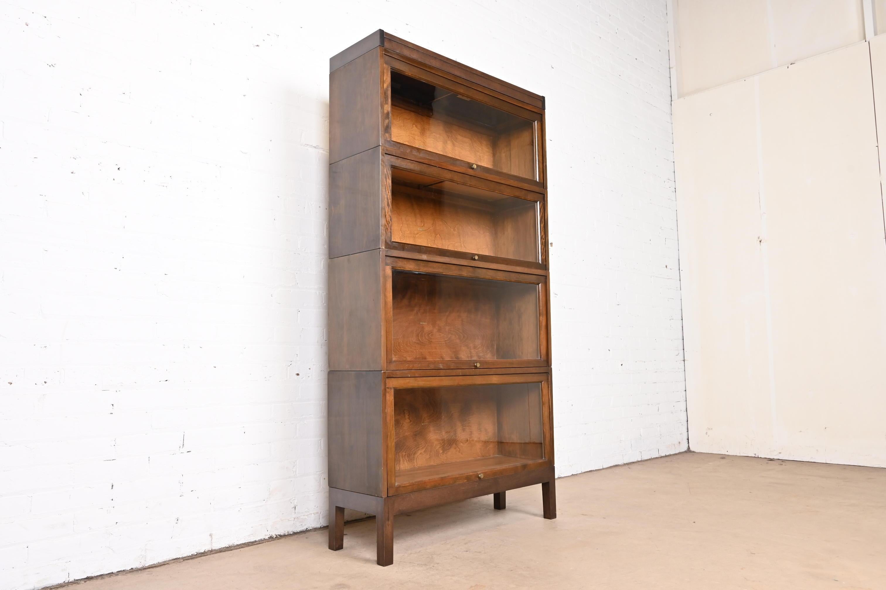 American Antique Shaw Walker Arts & Crafts Mahogany Four-Stack Barrister Bookcase, 1920s For Sale