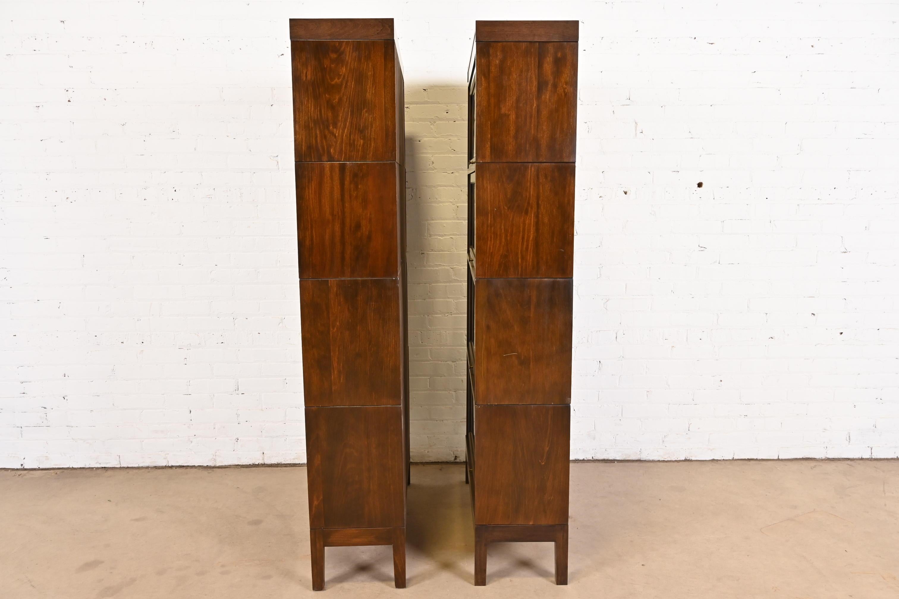 Antique Shaw Walker Arts & Crafts Mahogany Four-Stack Barrister Bookcases, Pair For Sale 3