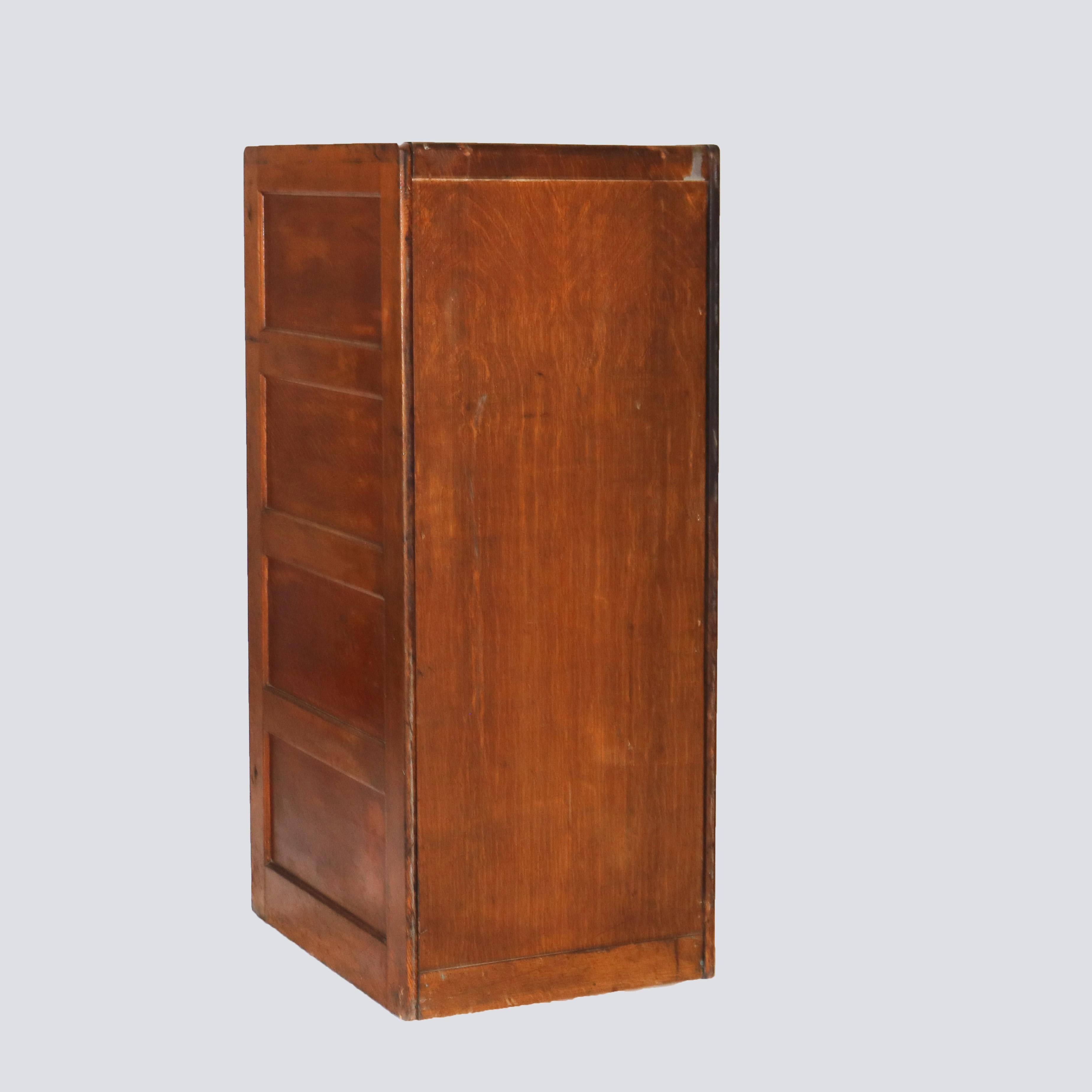 Antique Shaw Walker Arts & Crafts Paneled Oak Legal Sized 4-Drawer File Cabinet 5
