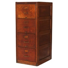 Antique Shaw Walker Arts & Crafts Paneled Oak Legal Sized 4-Drawer File Cabinet