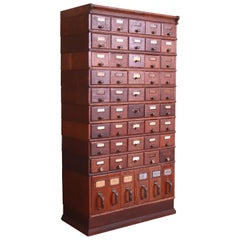 Used Shaw Walker Oak 51-Drawer Card Catalog Filing Cabinet, Circa 1900