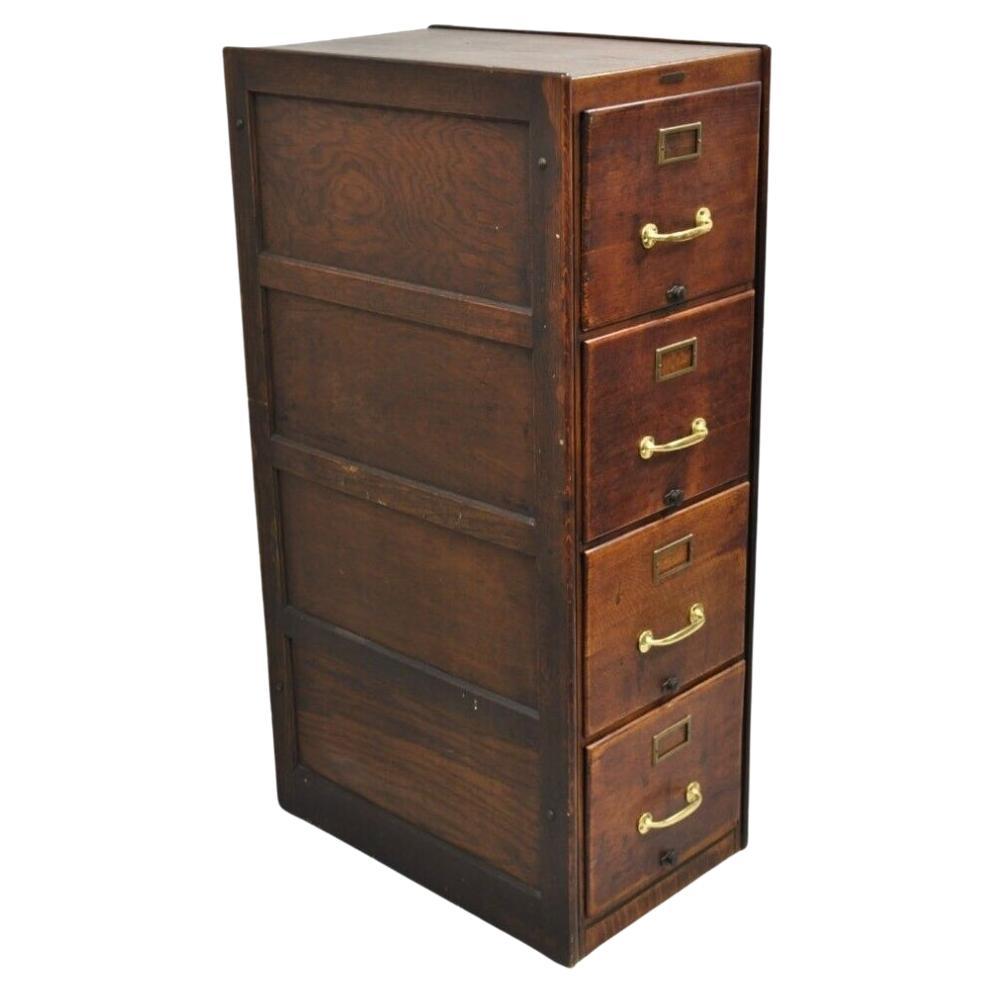 Antike Shaw Walker Quartal gesägt Eiche 4 Schublade Arts & Crafts Office File Cabinet.