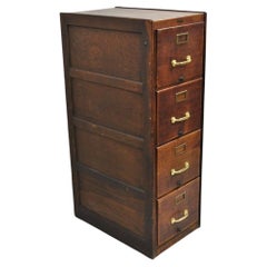 Used Shaw Walker Quarter Sawn Oak 4 Drawer Arts & Crafts Office File Cabinet.