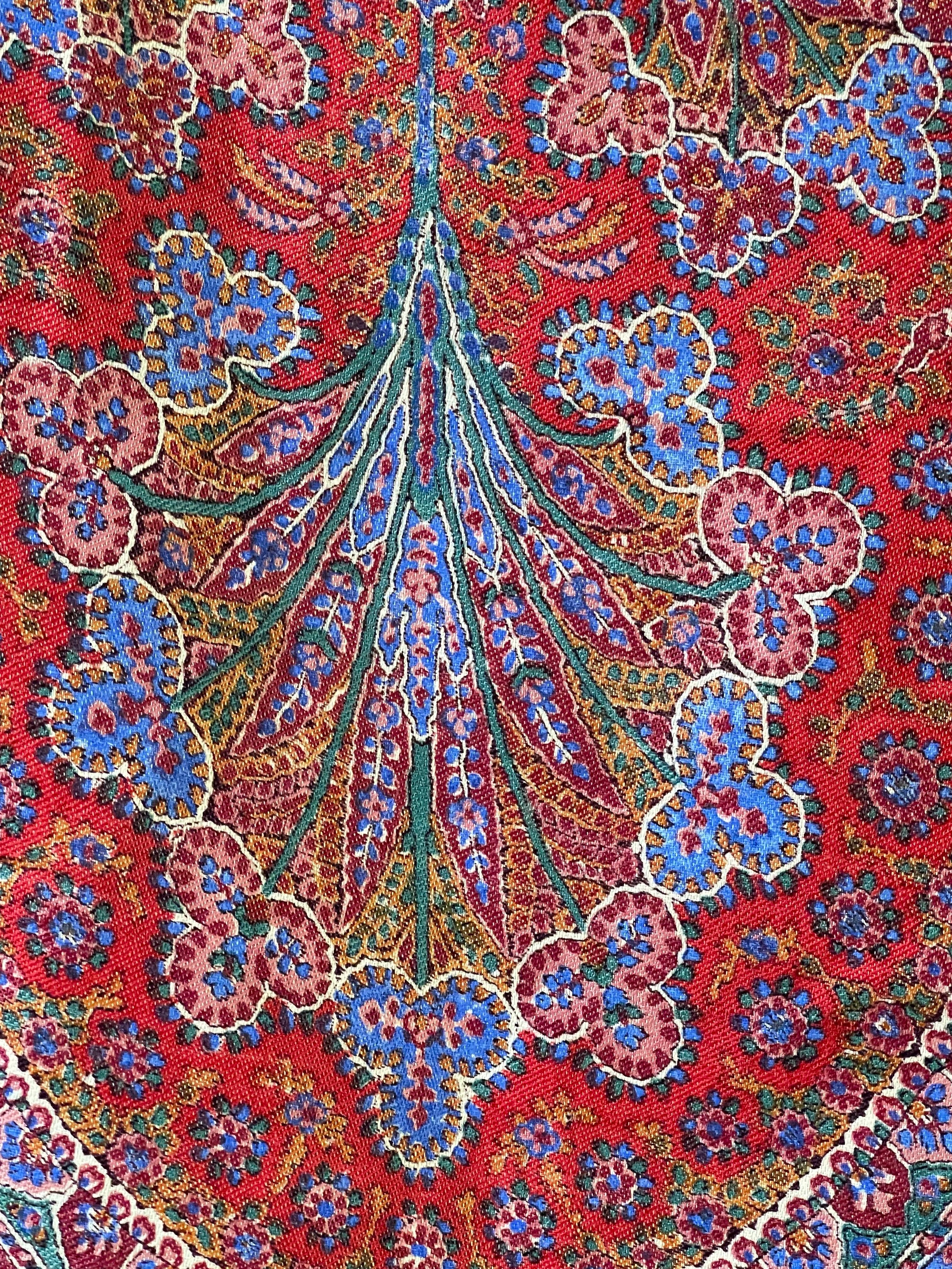 Antique Paisley  Shawl Kashmiri Block Printed For Sale 2
