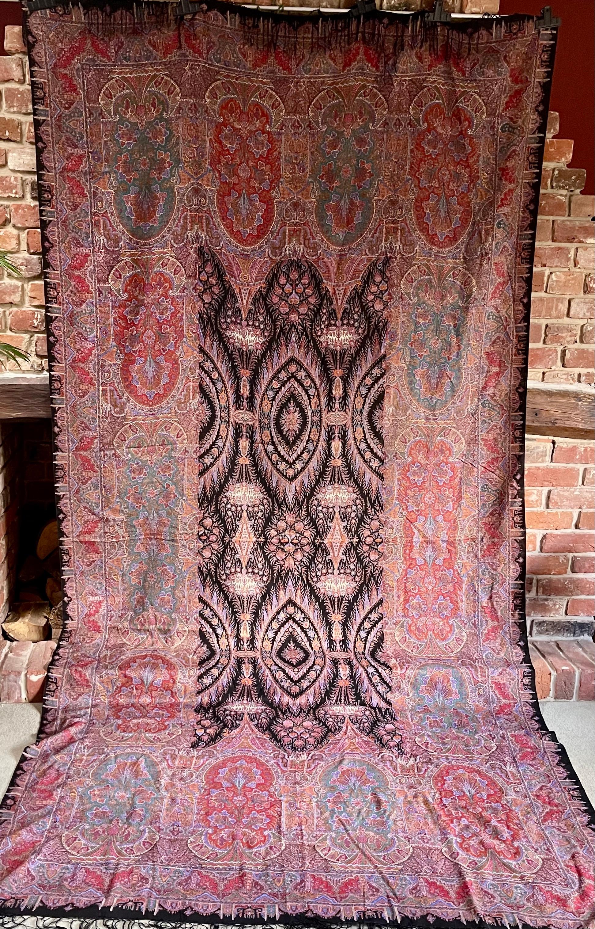 Antique Paisley  Shawl Kashmiri Block Printed For Sale 3