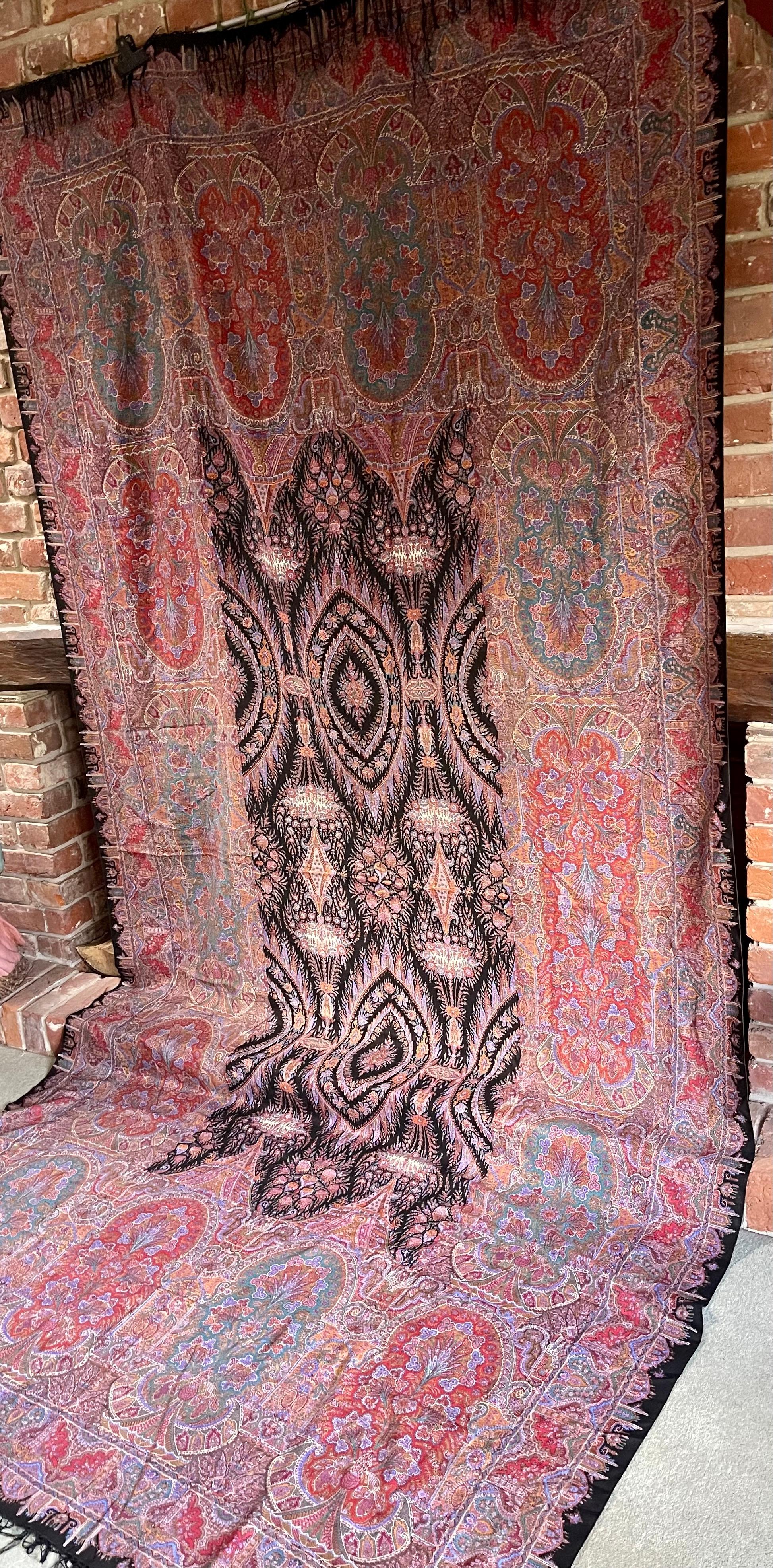 Antique Paisley  Shawl Kashmiri Block Printed For Sale 4