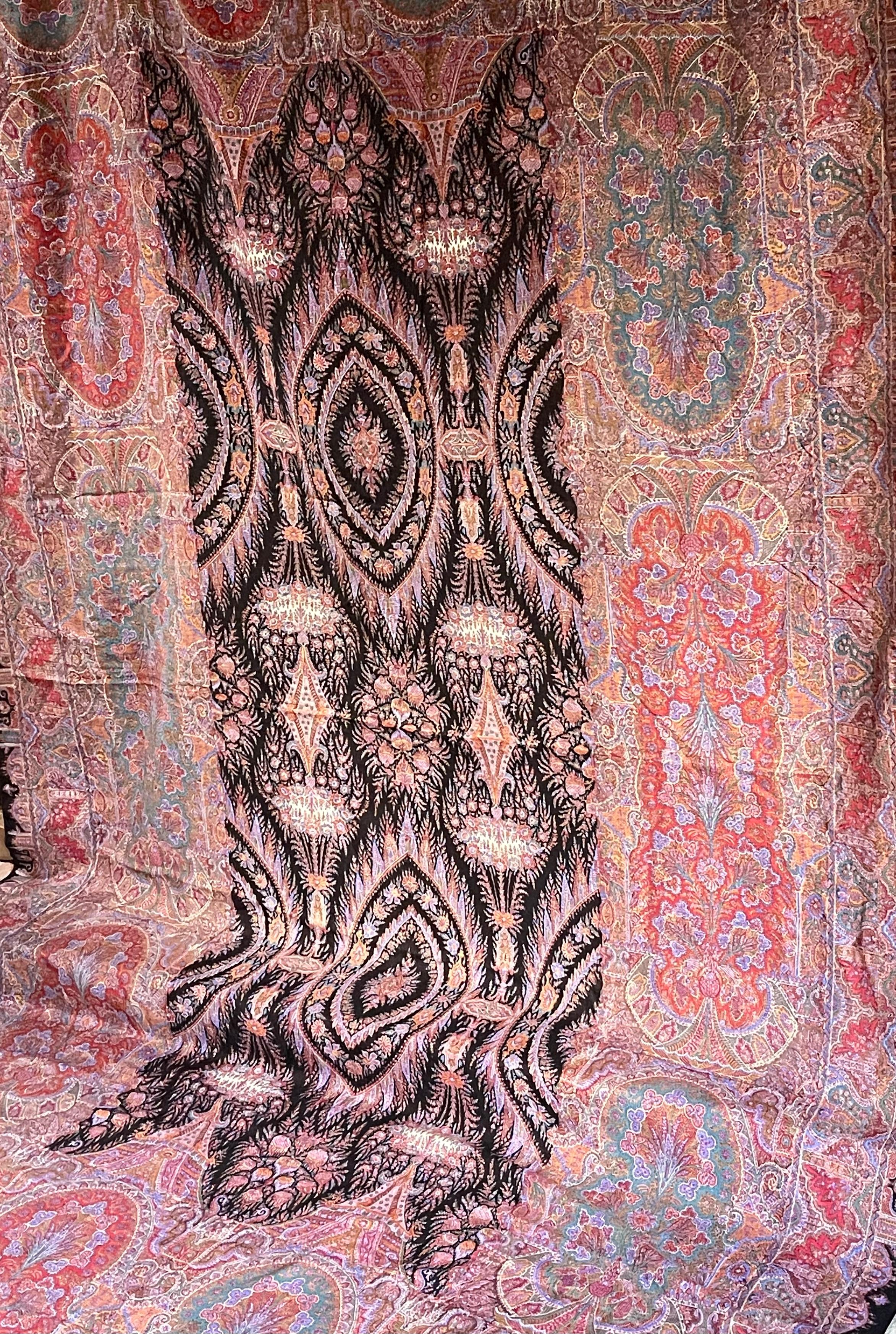 Antique Paisley  Shawl Kashmiri Block Printed For Sale 5