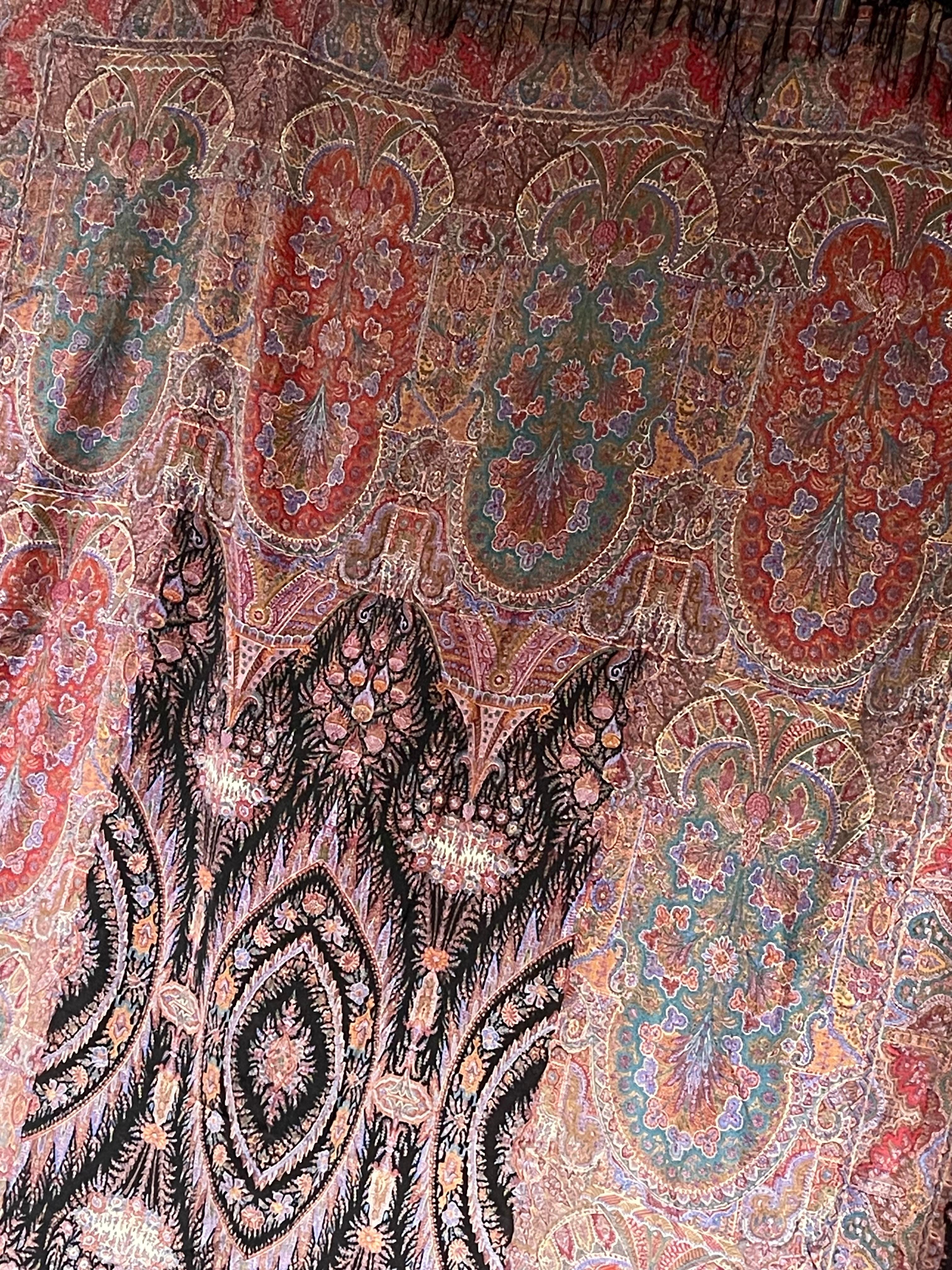 Antique Paisley  Shawl Kashmiri Block Printed For Sale 6